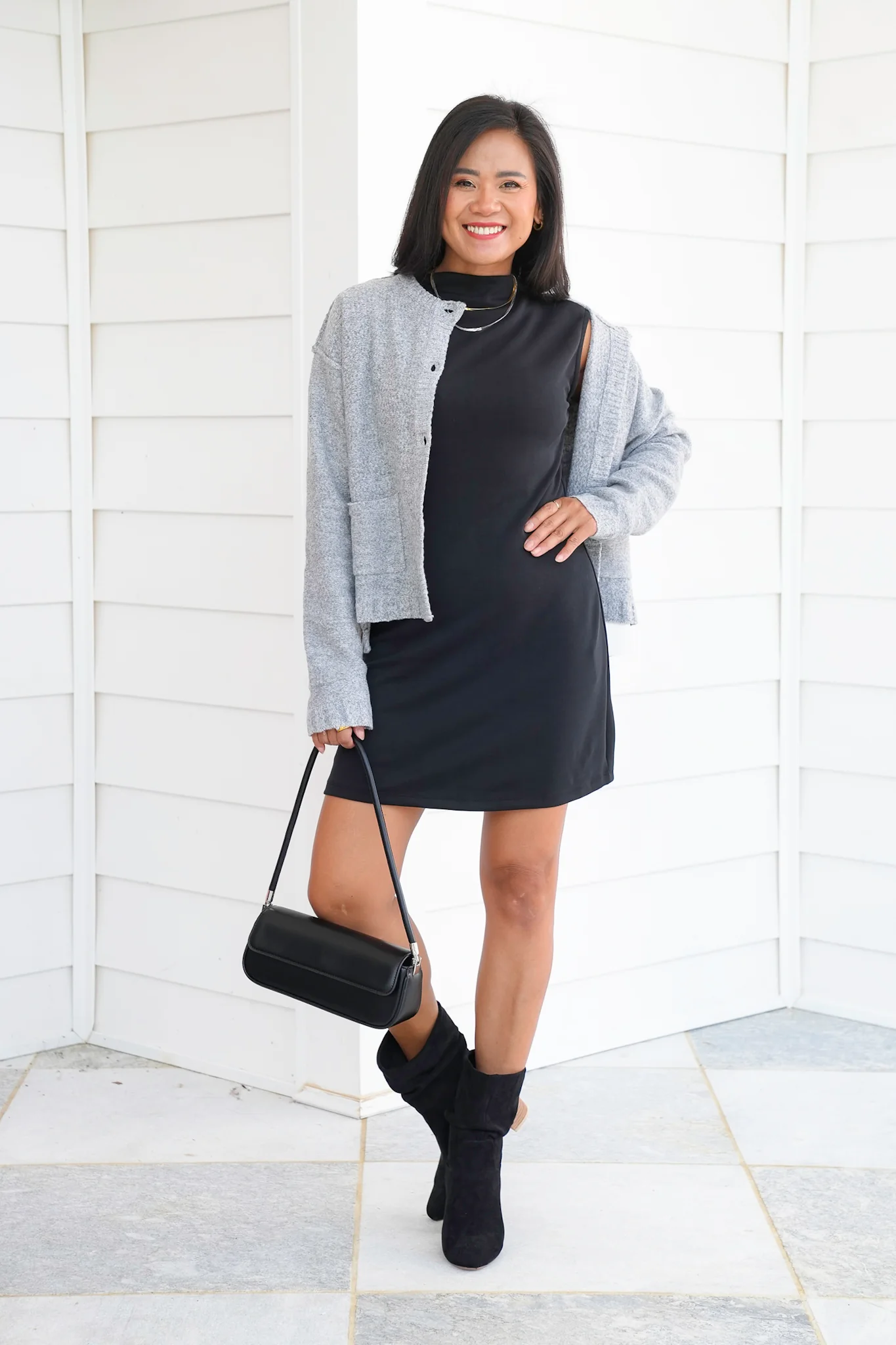 Black Sleeveless Mock Neck Mini Dress - Image 5