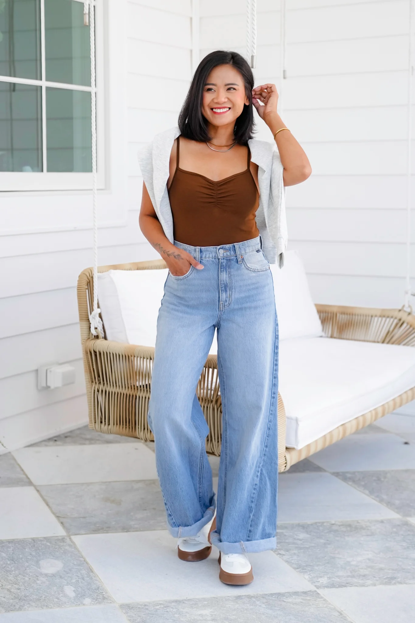 Brown V-Neck Cami Top - Image 2