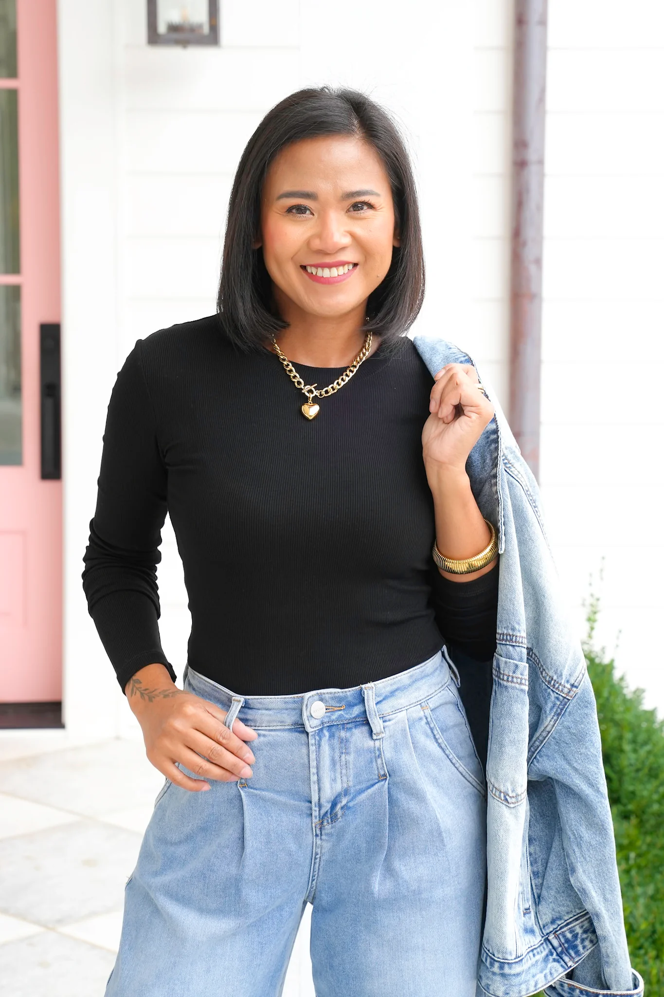 Ribbed Knit Long Sleeve Crew Neck Top - Image 3