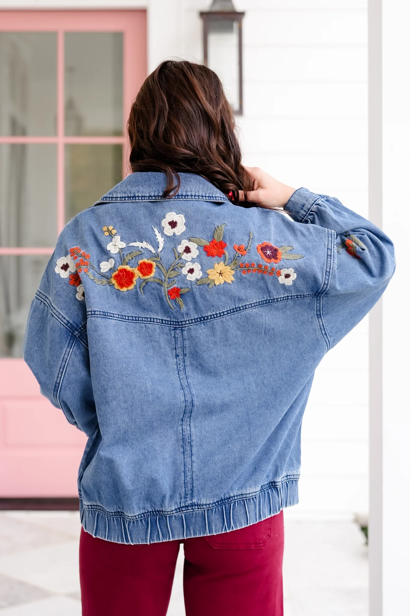Floral Embroidered Long Sleeve Zip-Up Jacket - Image 2