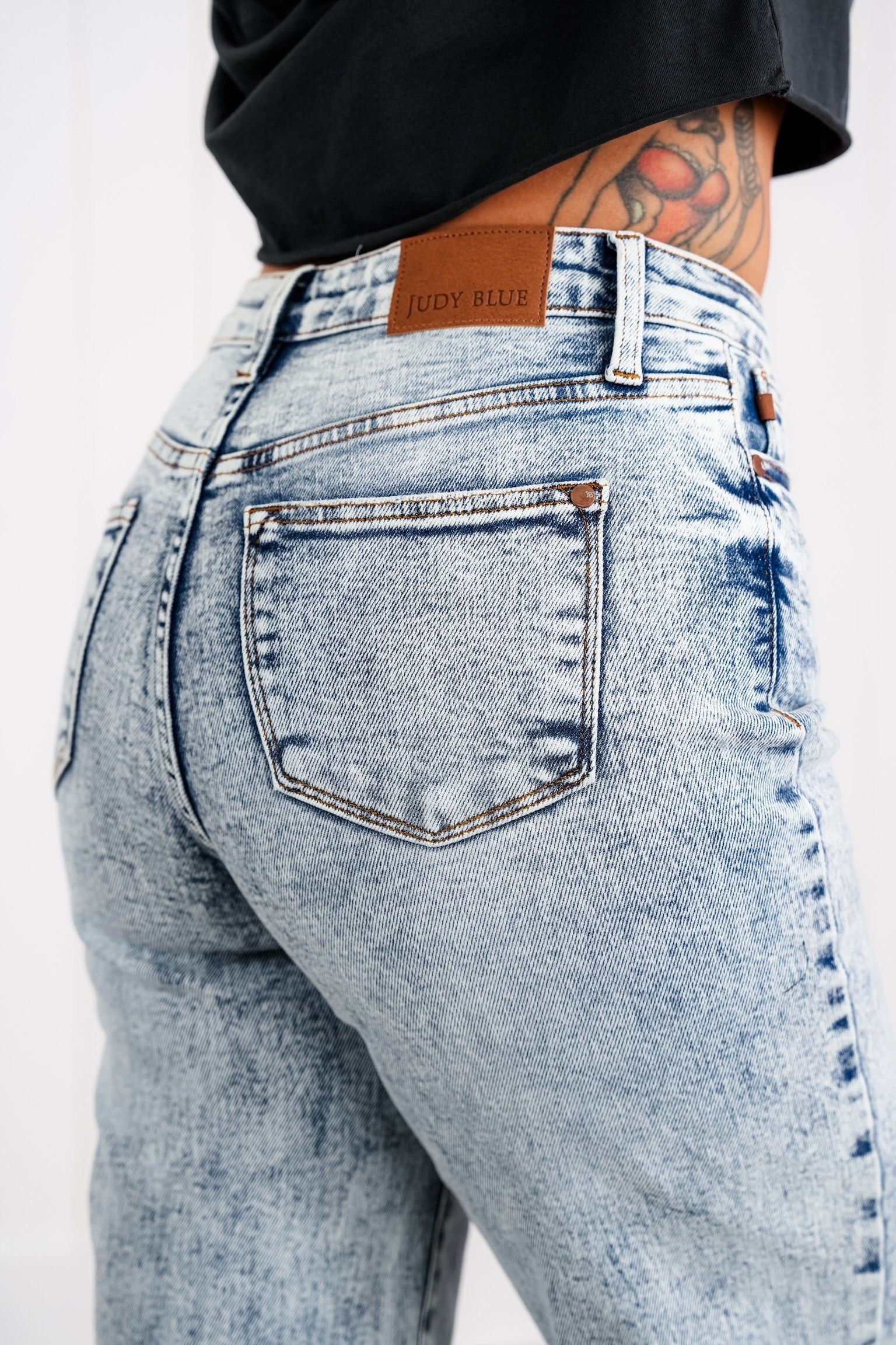 Judy Blue  Bad Blood High Rise Light Mineral Wash Raw Hem Wide Leg Jeans - Image 27