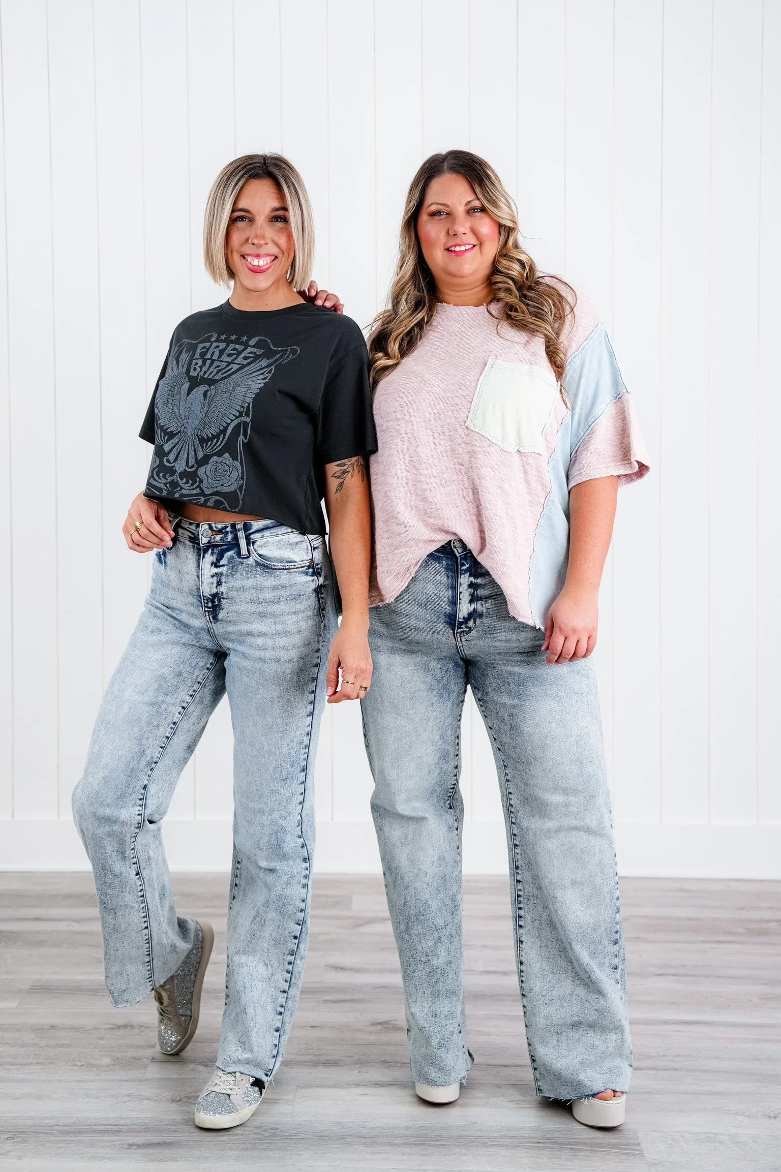 Judy Blue  Bad Blood High Rise Light Mineral Wash Raw Hem Wide Leg Jeans - Image 9
