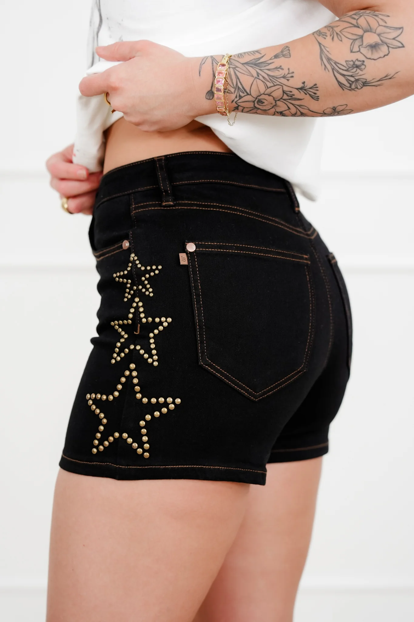 Judy Blue Black Star Studded Slim Shorts - Image 5