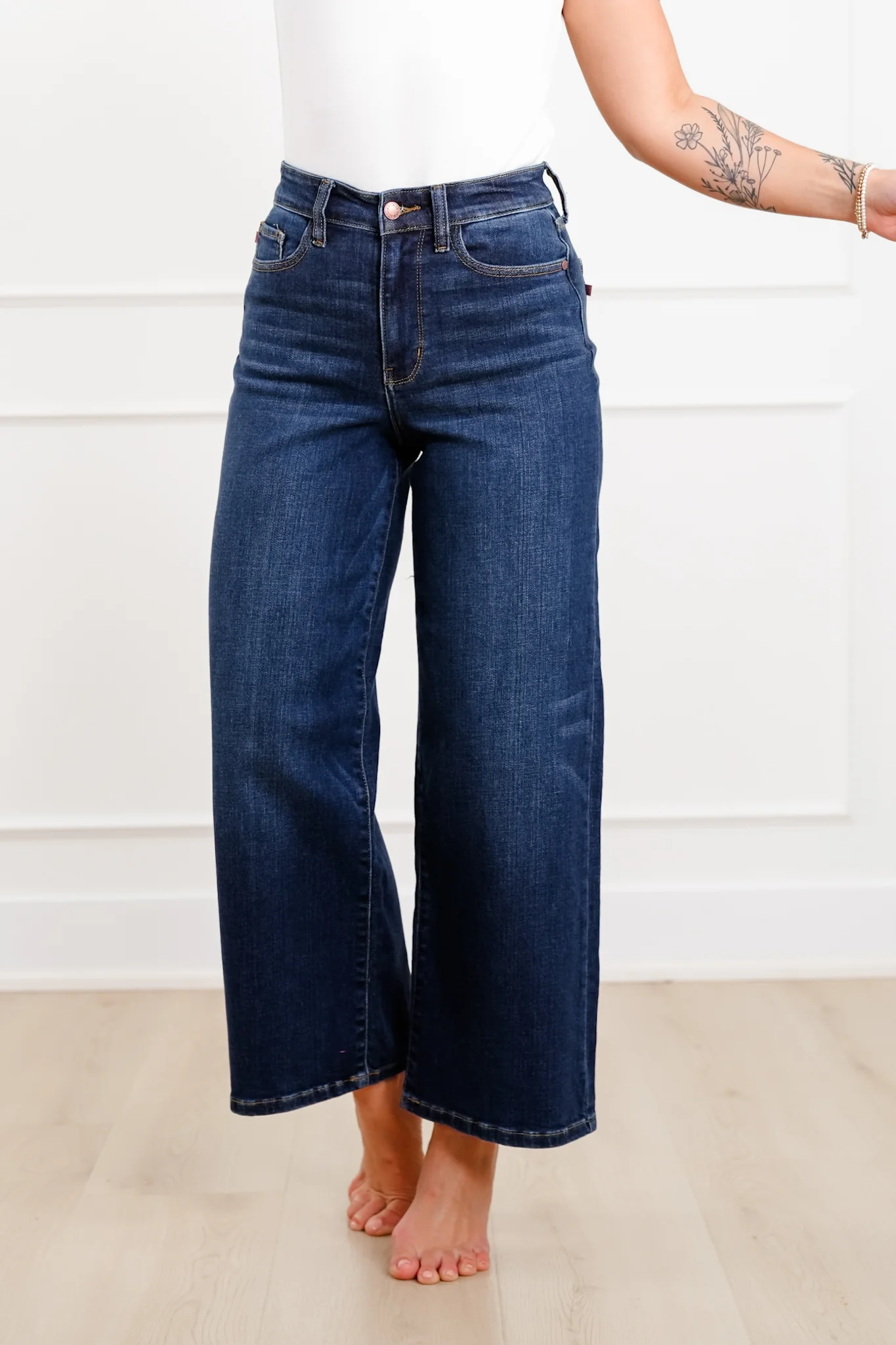 Judy Blue High Rise Dark Wash Ankle Wide Leg Jeans - Image 5