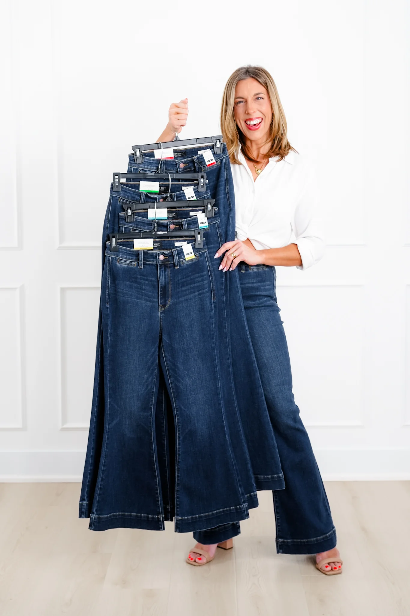 Judy Blue "The Sadie" Multi Inseam High Rise Dark Wash Trouser Flare Jeans - Image 13