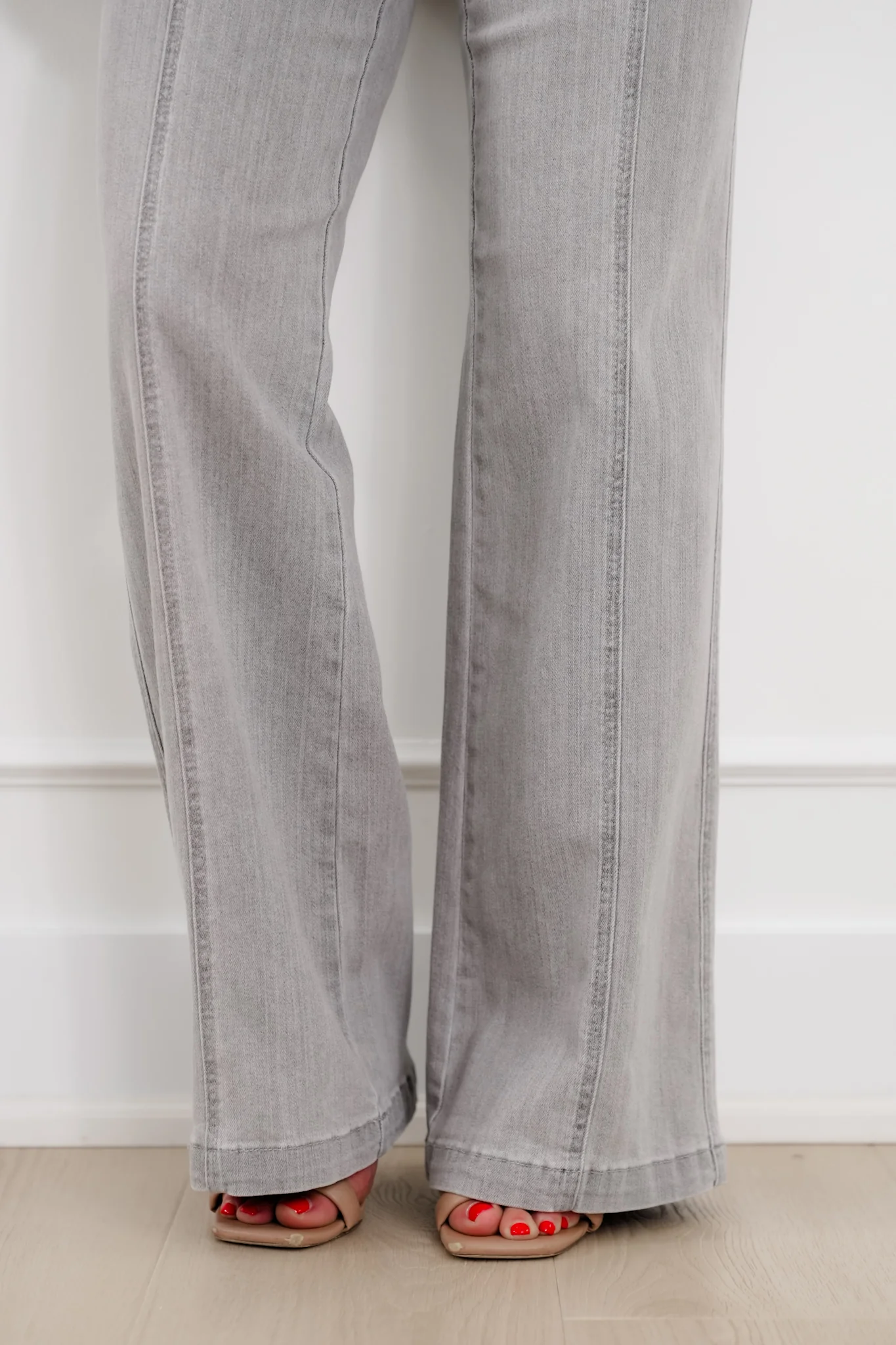 Judy Blue The Anastasia Multi Inseam High Rise Grey Retro Wide Leg Jeans - Image 9