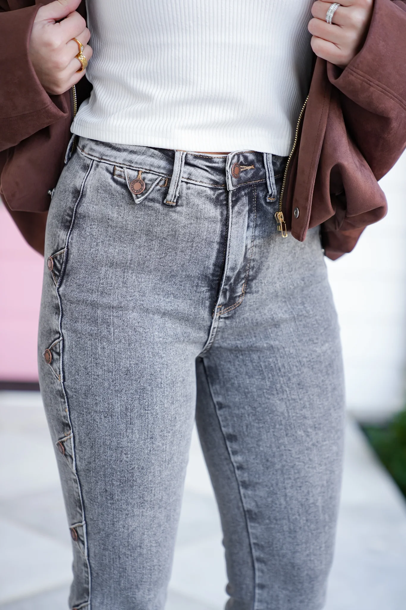 Judy Blue High Rise Grey Tummy Control Bootcut Jeans with Western Side Seam - Image 9