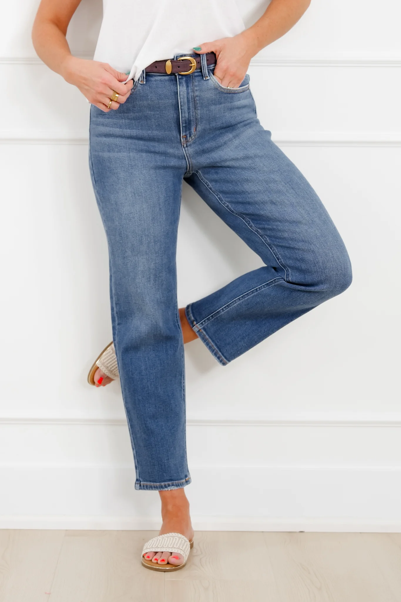 Judy Blue High Rise Medium Wash Ankle Length Straight Leg Jeans - Image 13