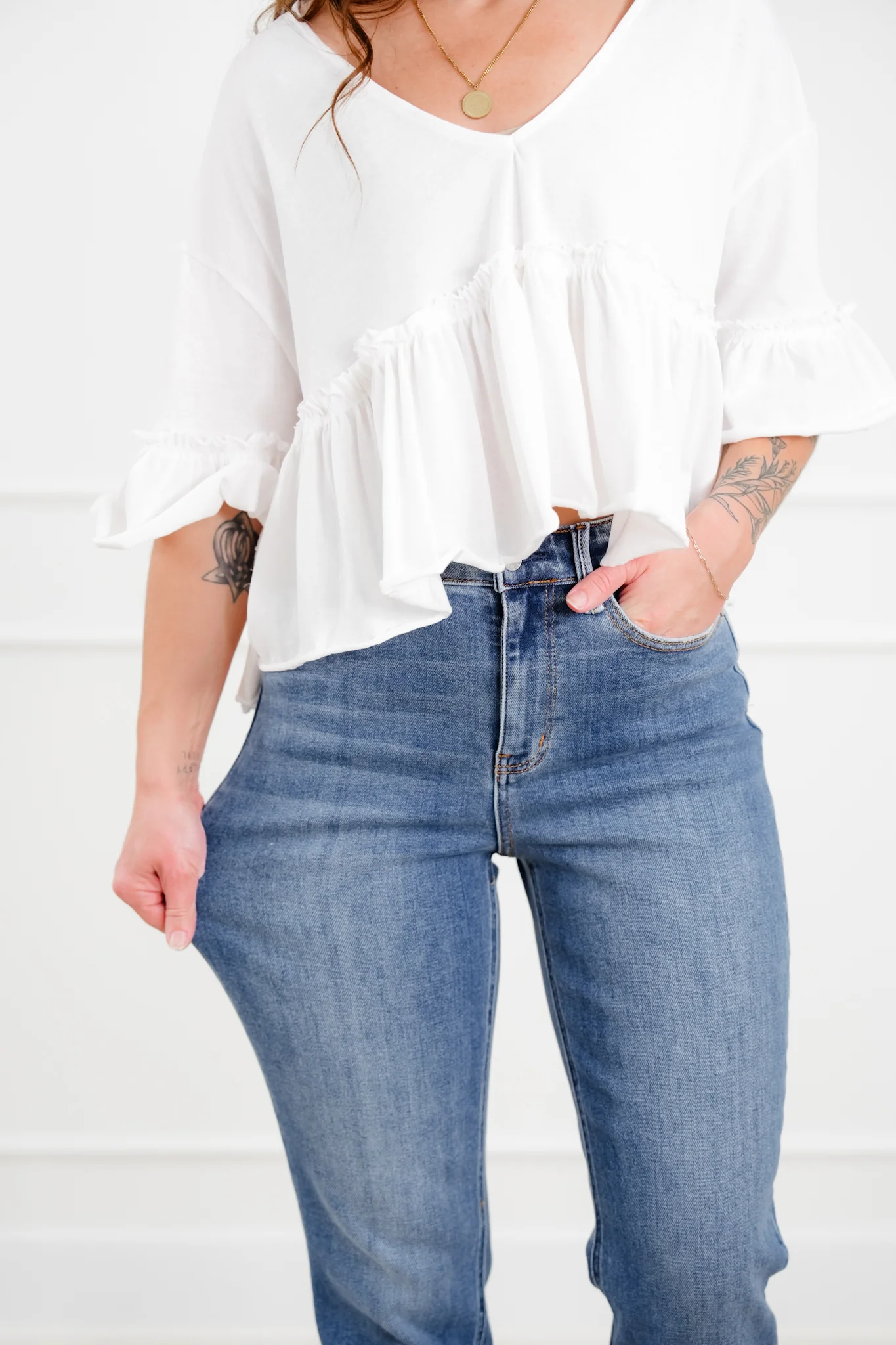 Judy Blue High Rise Medium Wash Ankle Length Straight Leg Jeans - Image 2