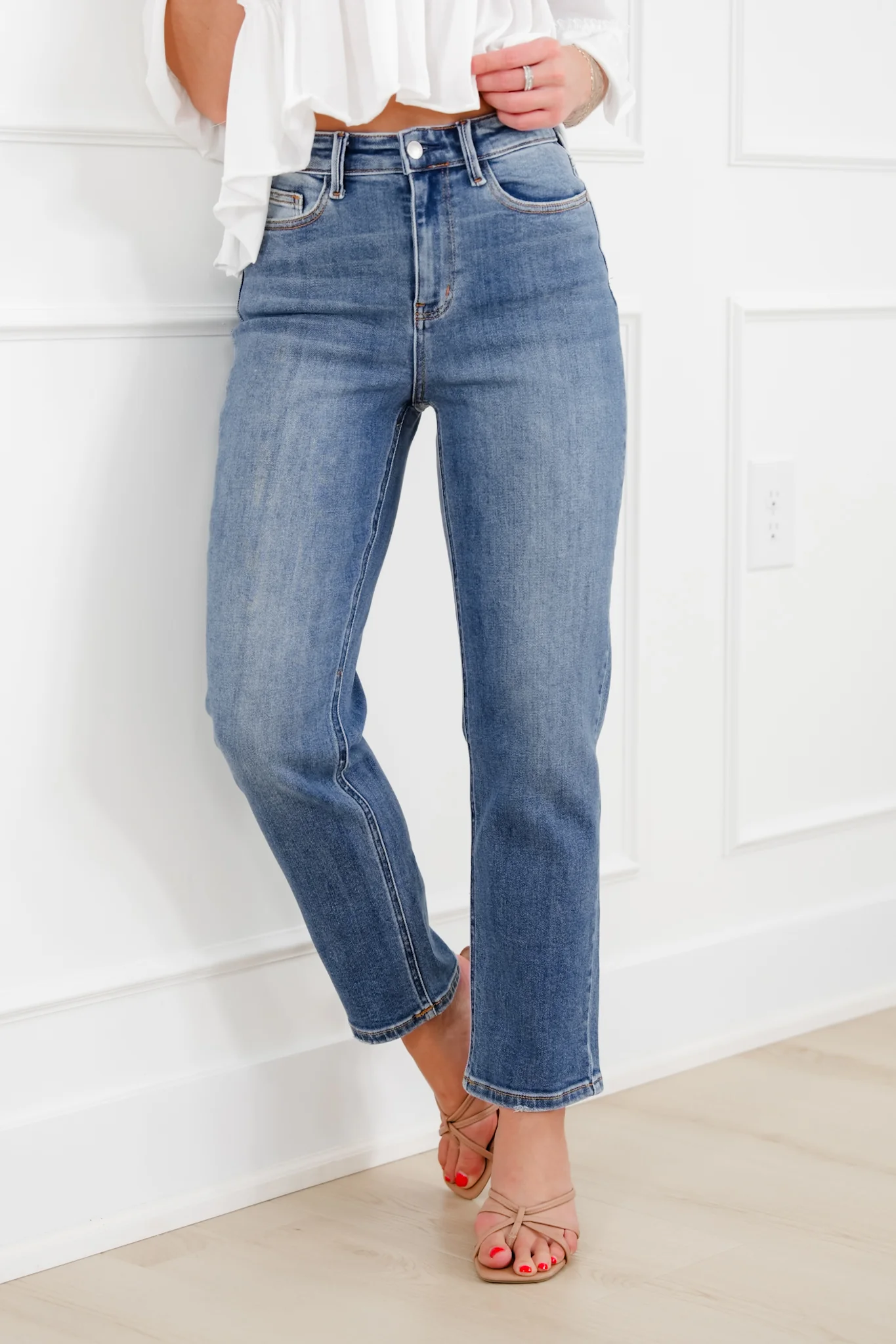 Judy Blue High Rise Medium Wash Ankle Length Straight Leg Jeans - Image 3