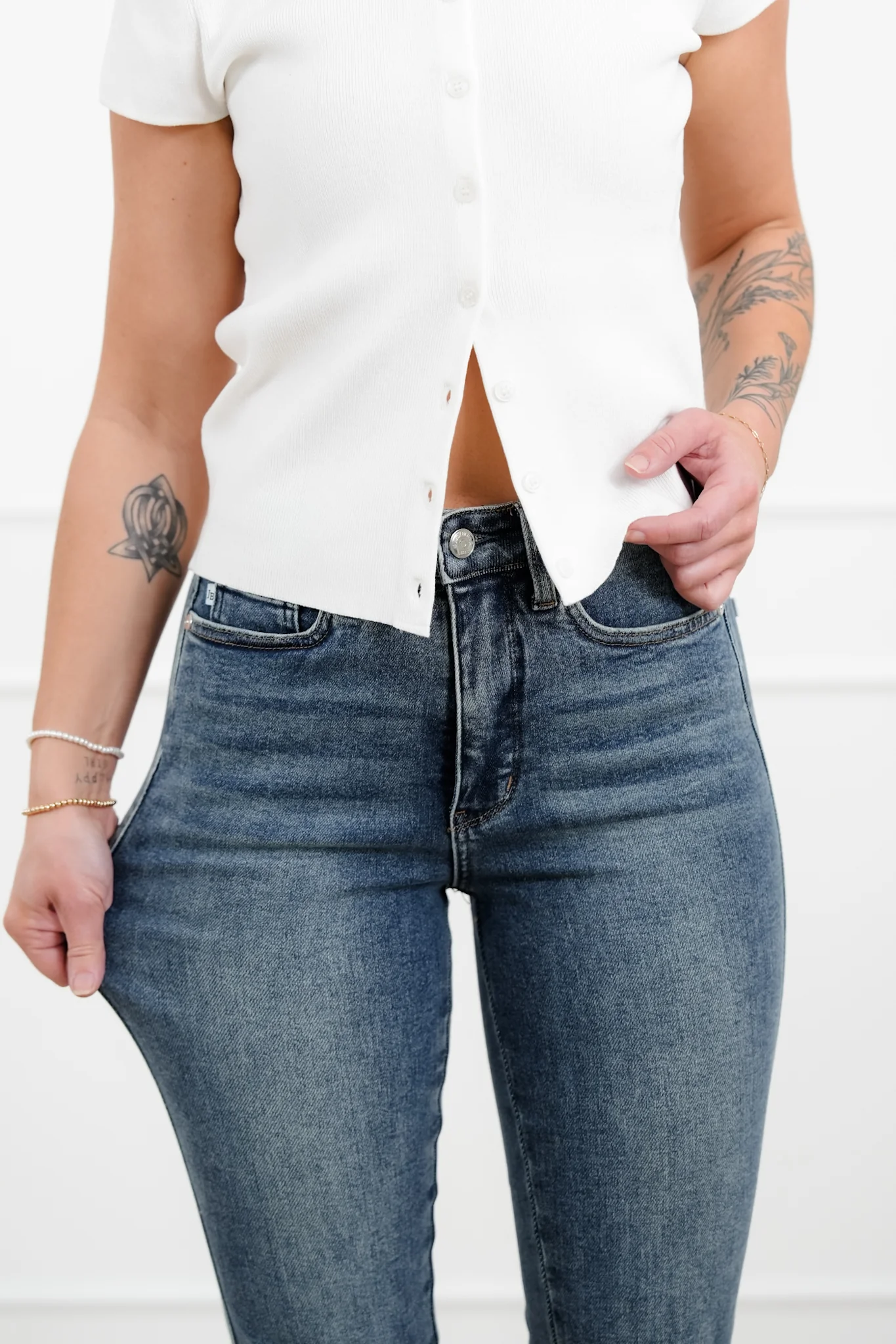 Judy Blue High Rise Medium Wash Tummy Control Kick Flare Jeans - Image 3