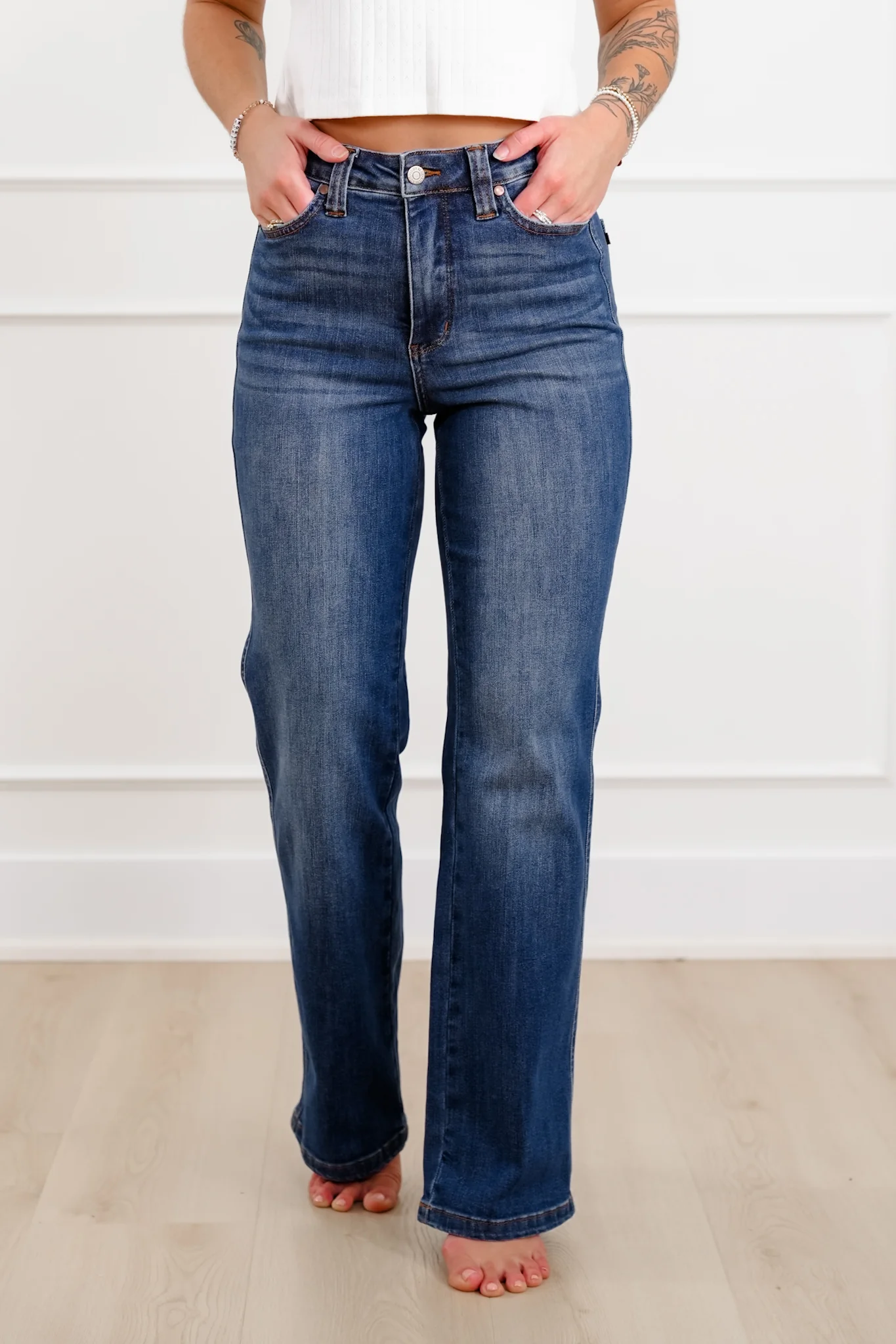 Judy Blue High Rise Medium Wash Tummy Control Straight Leg Jeans - Image 12