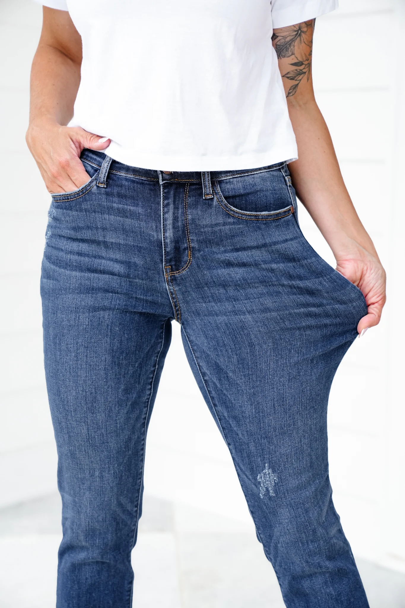 Judy Blue Meant To Be Mid Rise Dark Wash Multiple Inseam Relaxed Fit Jeans - Image 14