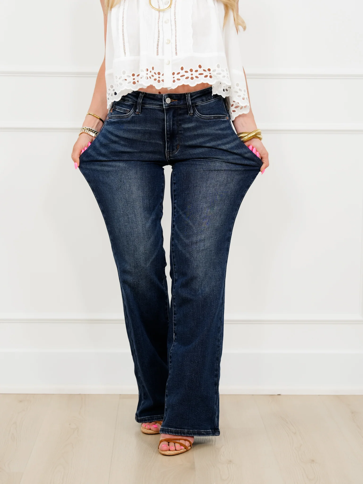 Judy Blue Mid Rise Medium Wash Alex Boy Bootcut Jeans - Image 4