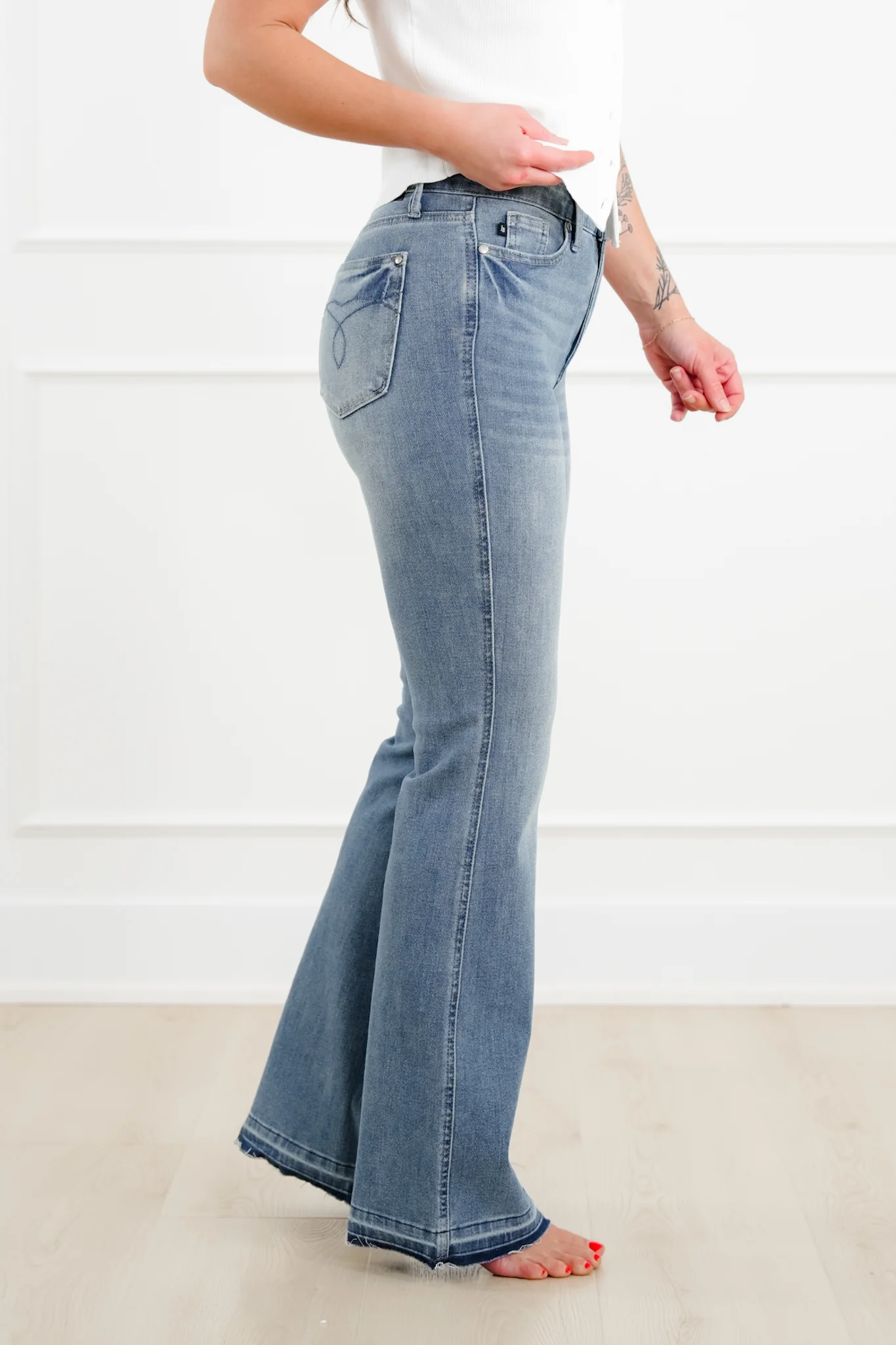 Judy Blue Mid Rise Medium Wash Tummy Control Slim Bootcut Jeans - Image 4