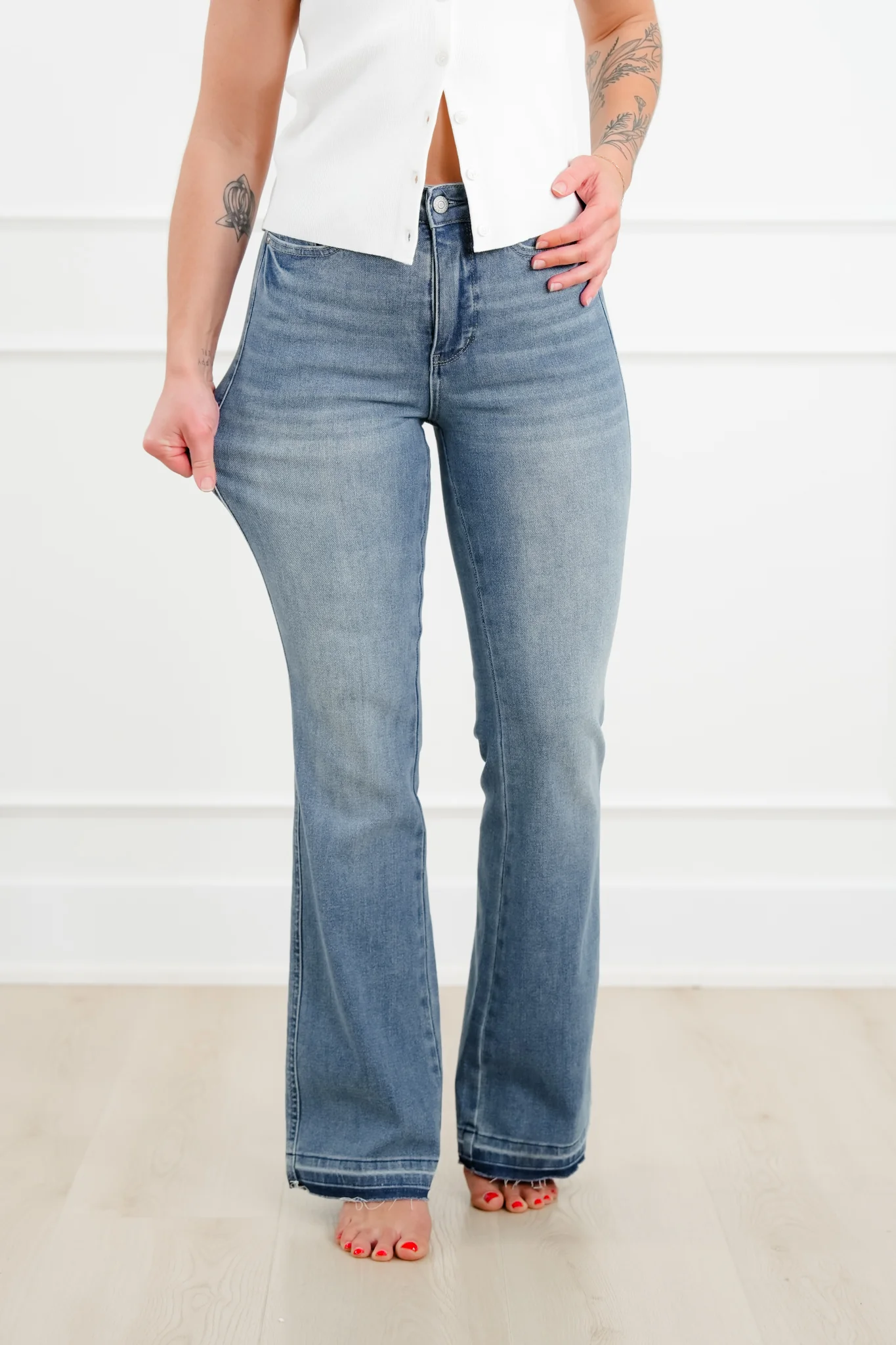 Judy Blue Mid Rise Medium Wash Tummy Control Slim Bootcut Jeans - Image 9