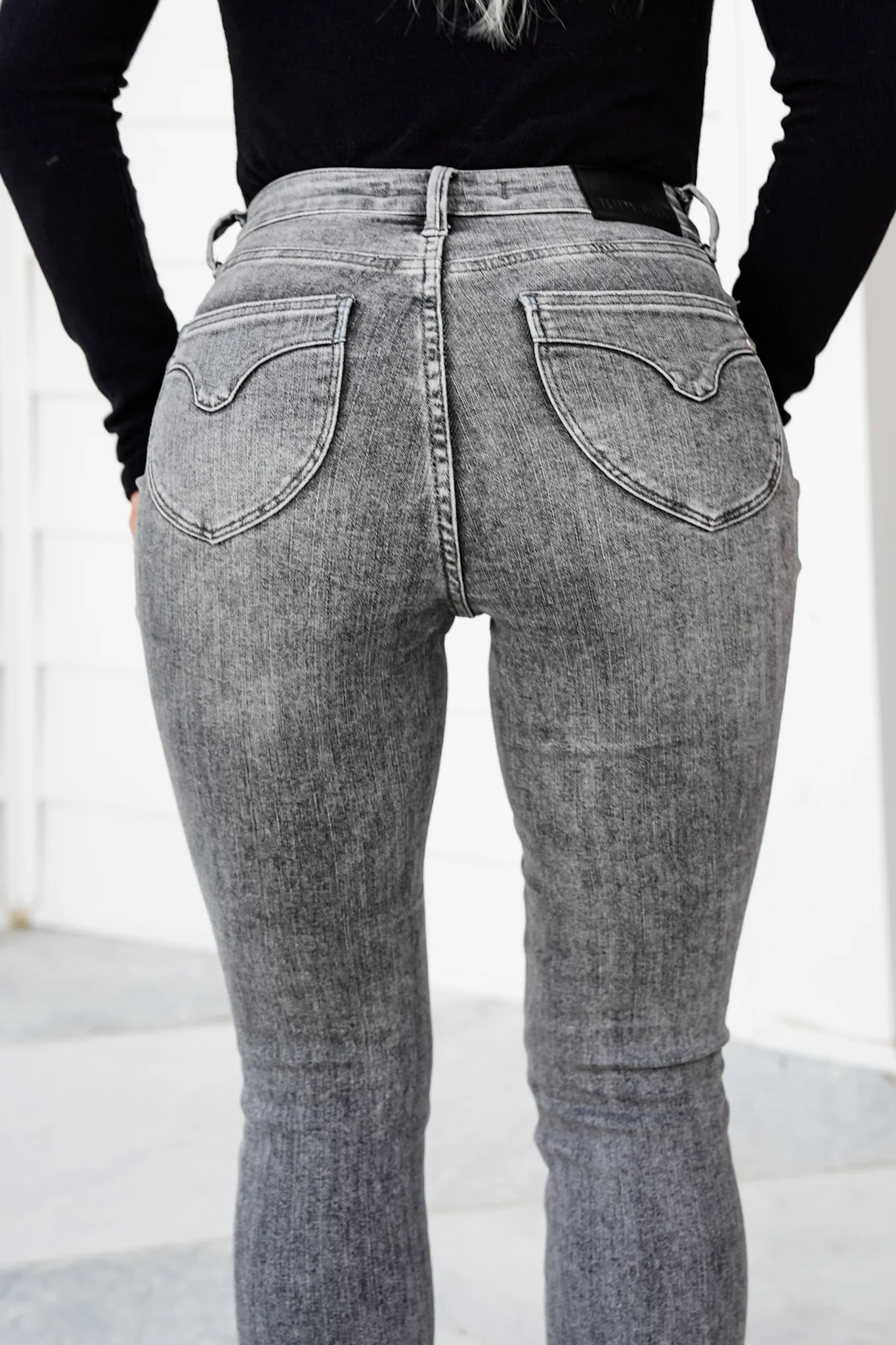 Judy Blue Smoke Show Mid Rise Grey Tummy Control Skinny Jeans with Shield Pockets - Image 15