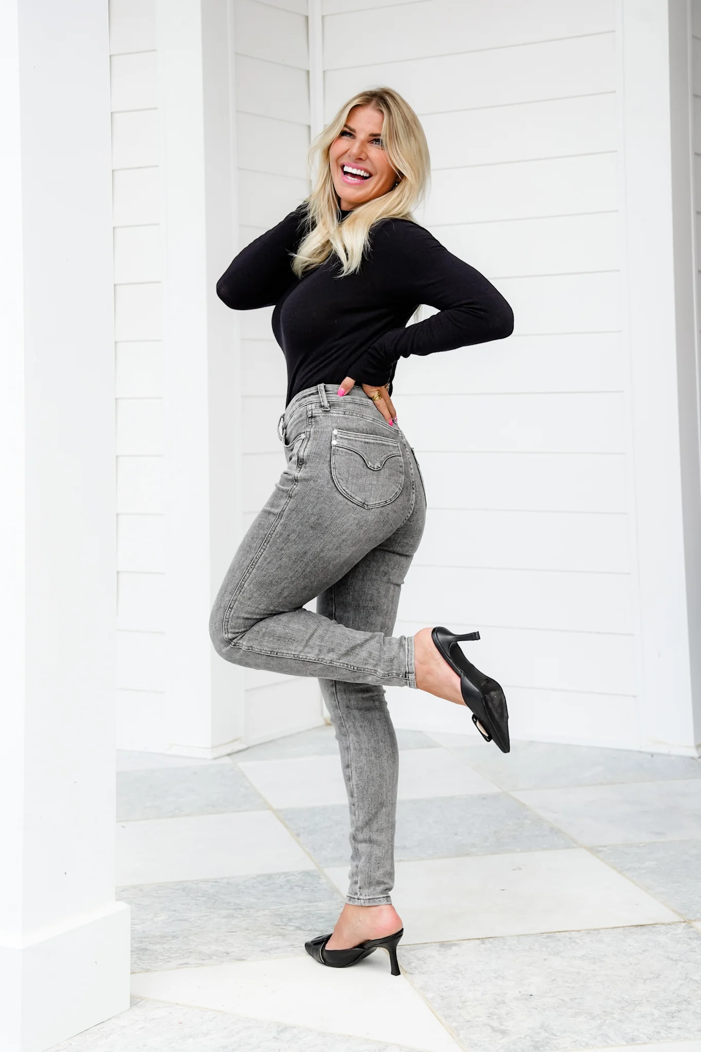 Judy Blue Smoke Show Mid Rise Grey Tummy Control Skinny Jeans with Shield Pockets - Image 8