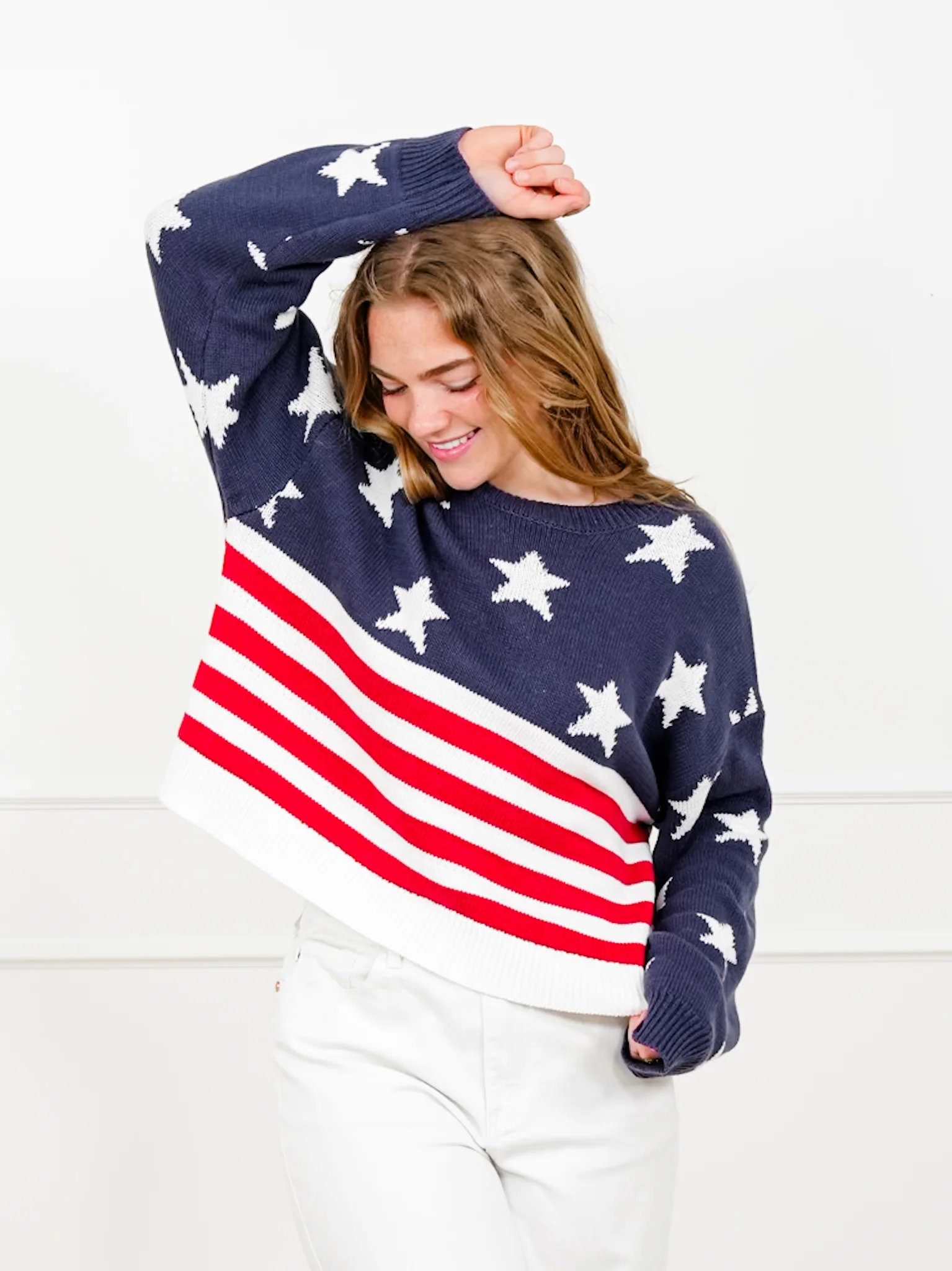 Knit Long Sleeve American Flag Sweater - Image 7