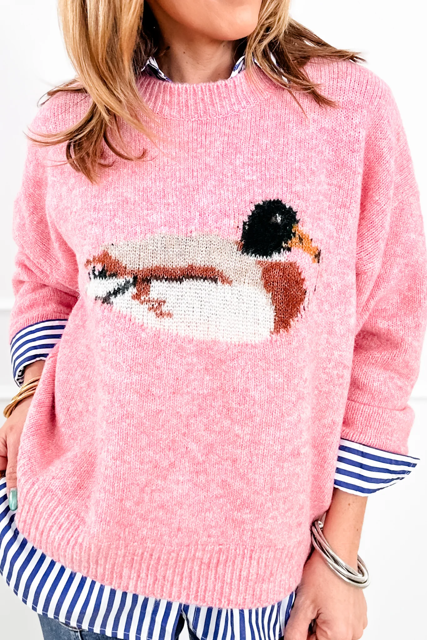 Knit Long Sleeve Duck Pullover Sweater - Image 2