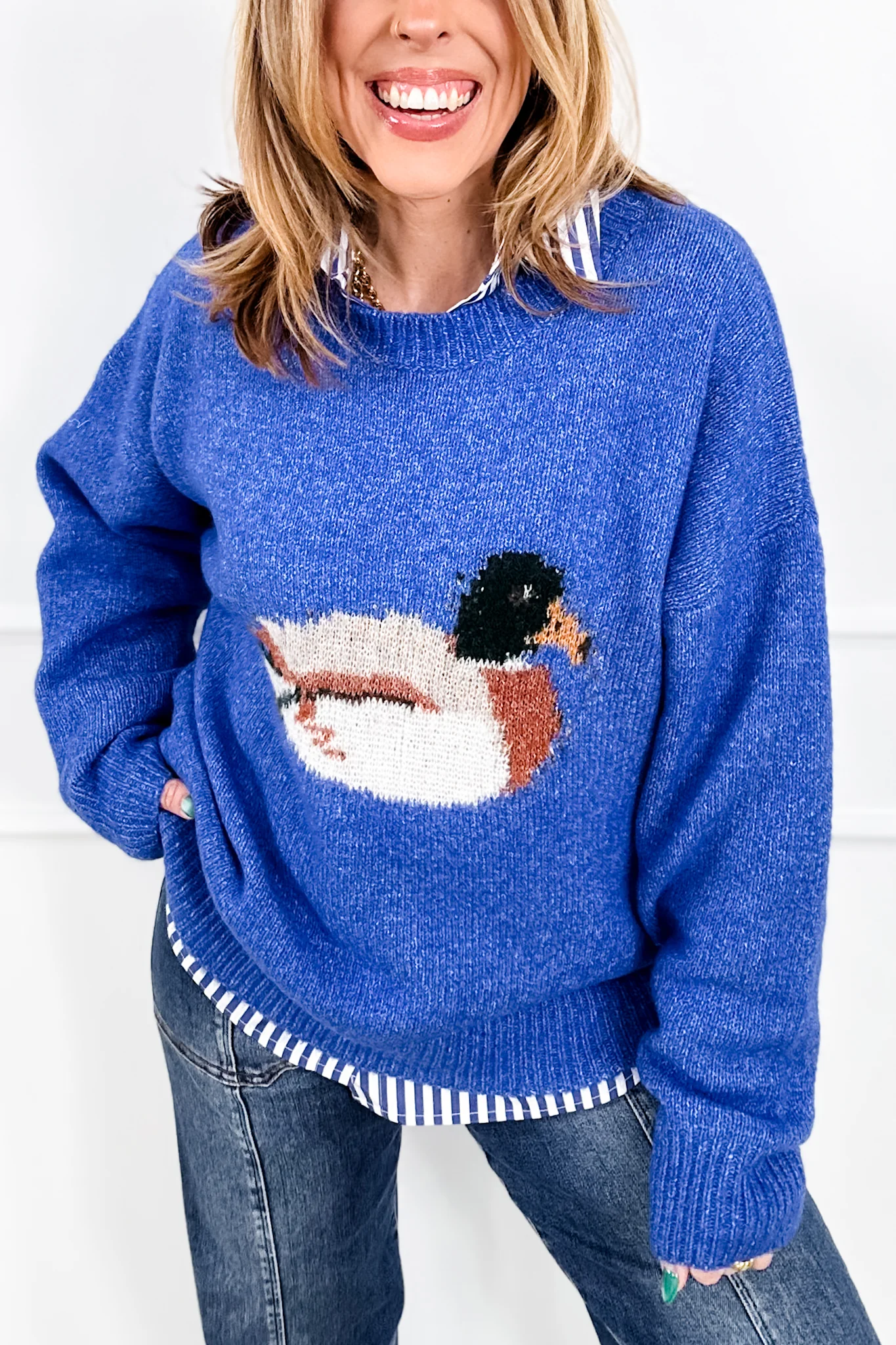 Knit Long Sleeve Duck Pullover Sweater - Image 3