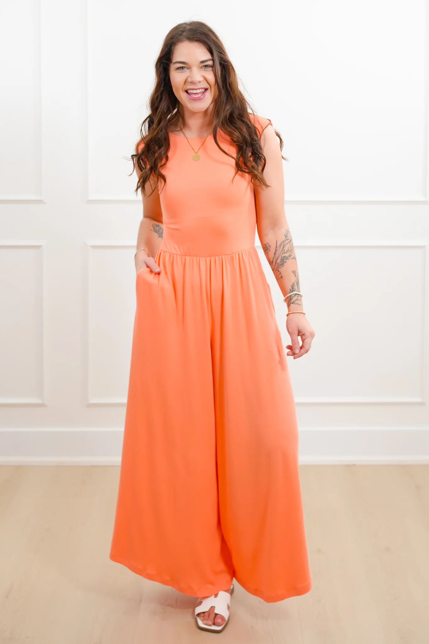 Knit Sleeveless Open Back Wide Leg Jumpsuit - Image 6