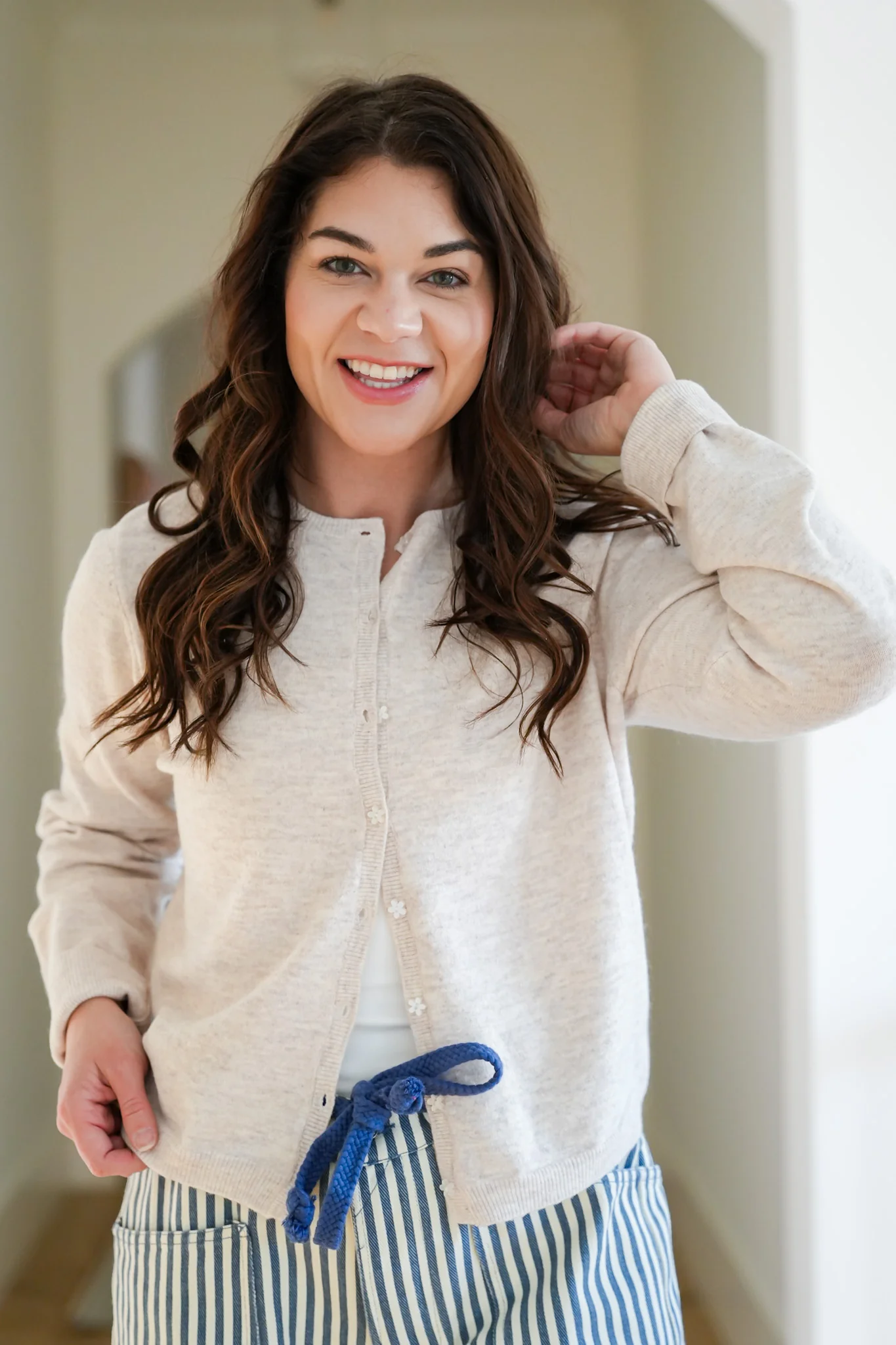 Long Sleeve Cardigan with Flower Buttons - Image 8