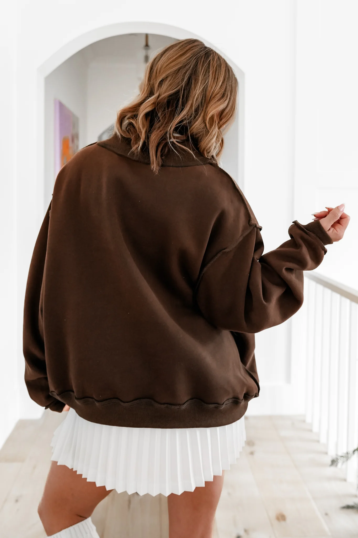 Brown Long Sleeve Reversible "Freckled Poppy/ Unbothered" Graphic Pullover Sweatshirt - Image 3