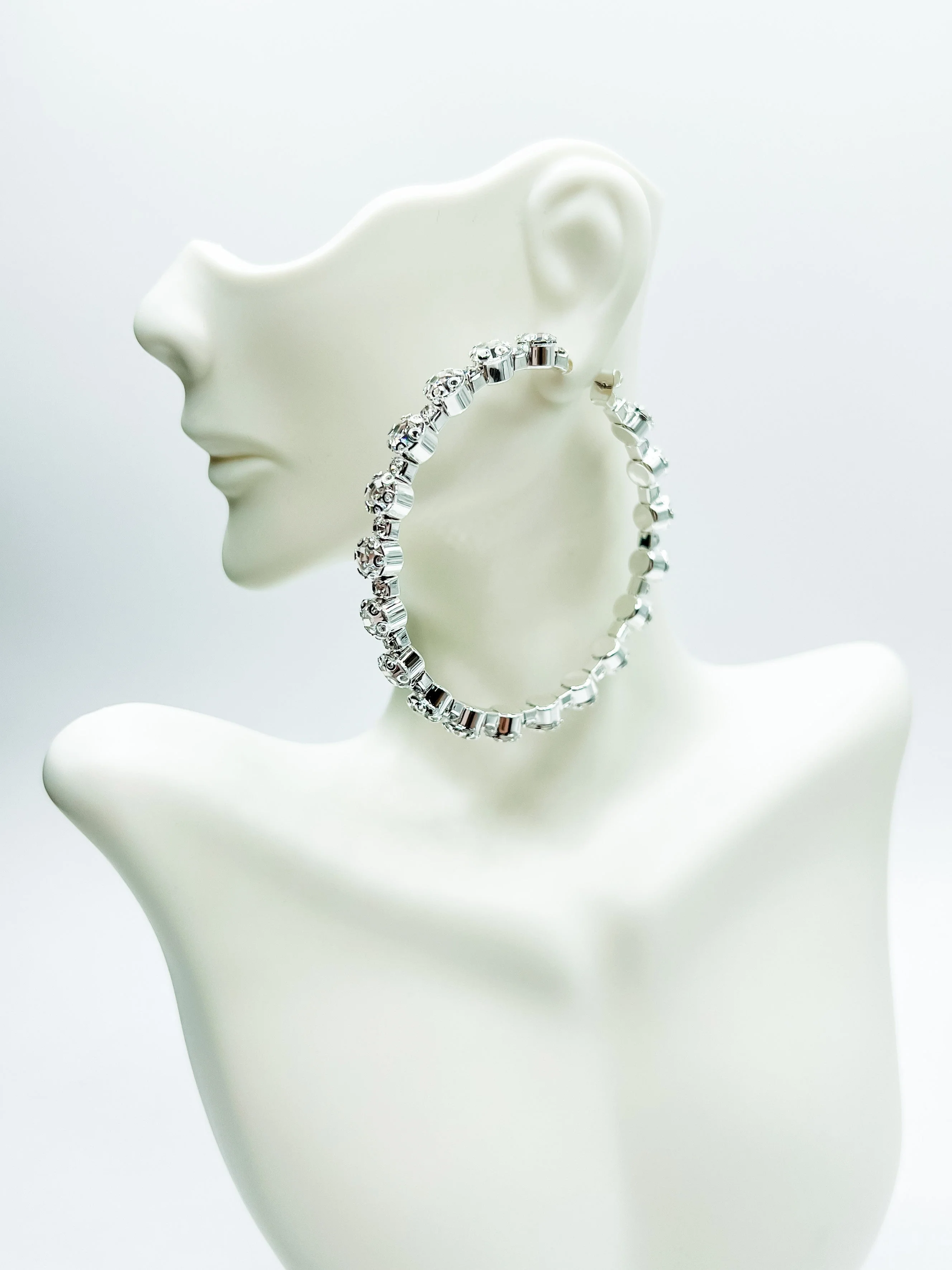 Love, Poppy Bling Crystal Paved Hoop Earring (Multiple Colors) - Image 4