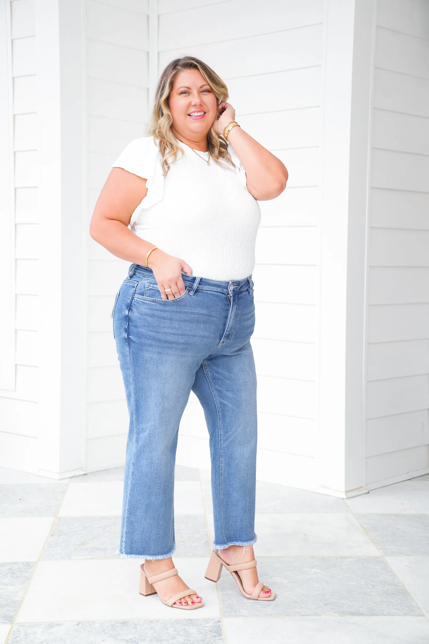 Lovervet High Rise Medium Wash Cropped Slim Wide Leg Jeans - Image 14