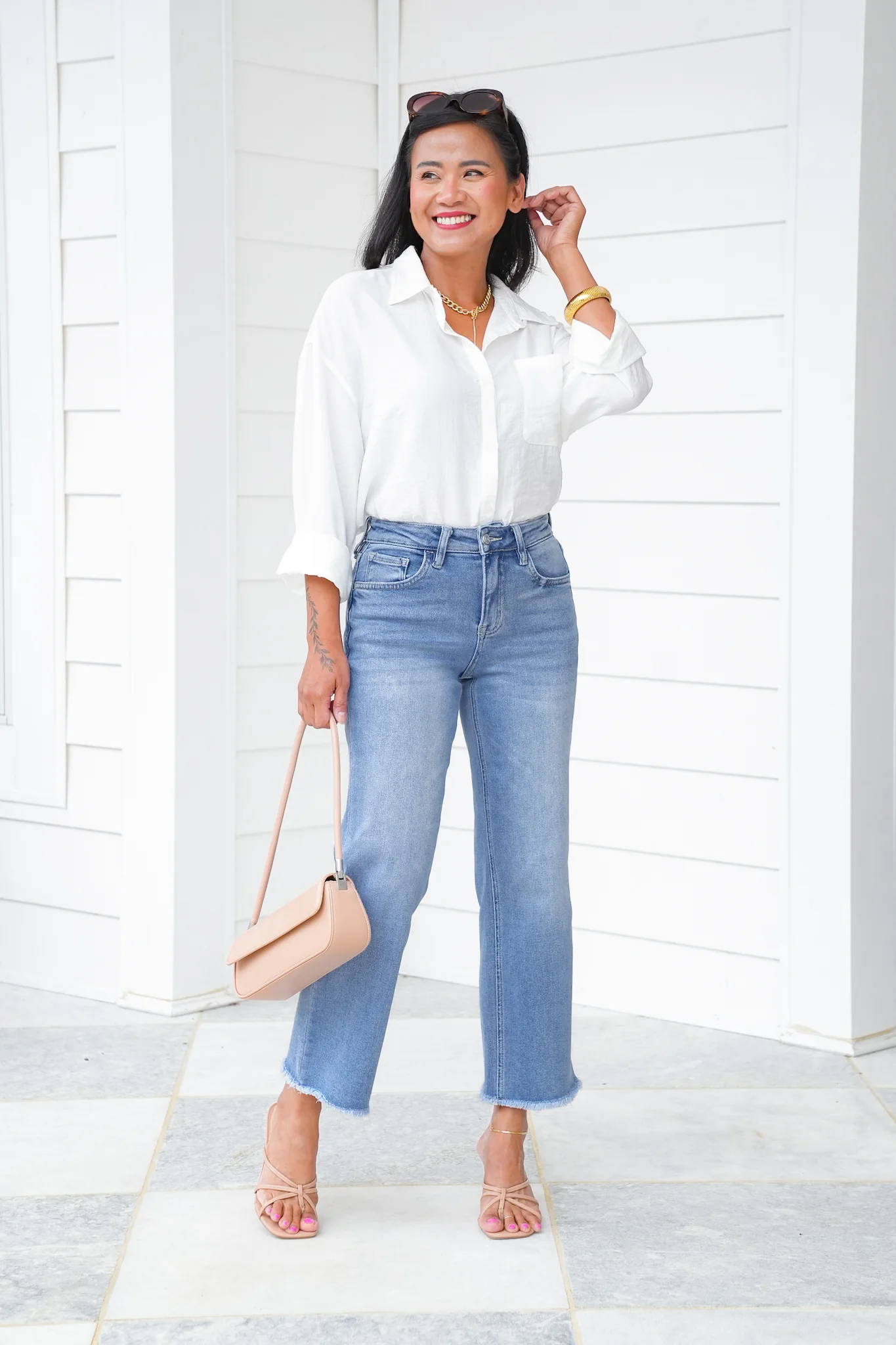 Lovervet High Rise Medium Wash Cropped Slim Wide Leg Jeans - Image 3