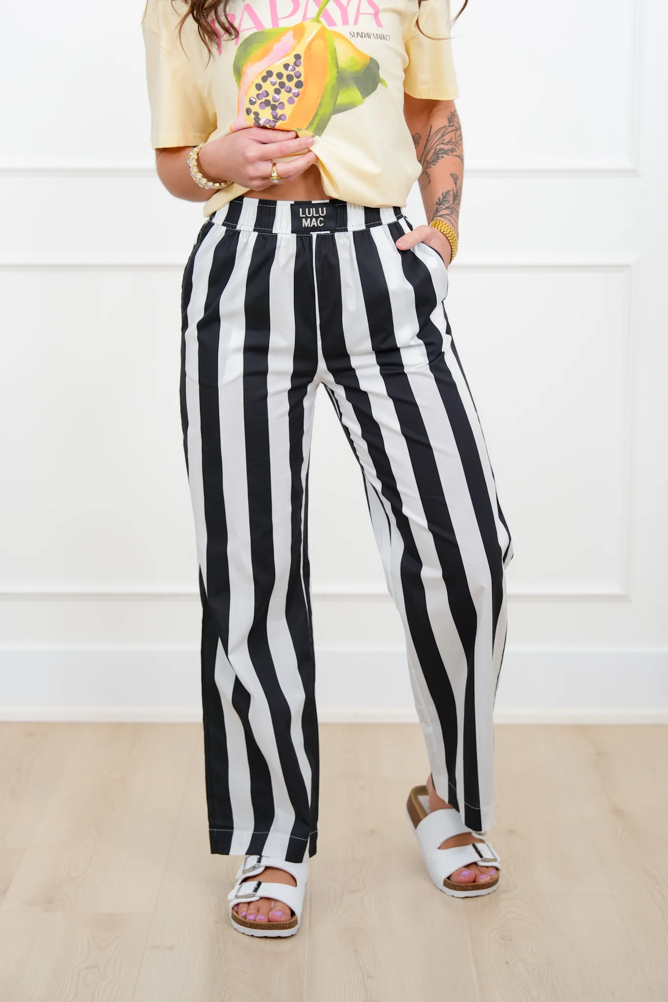Lulu Mac Stripe Elastic Waist Pants with Side Pockets - Image 6