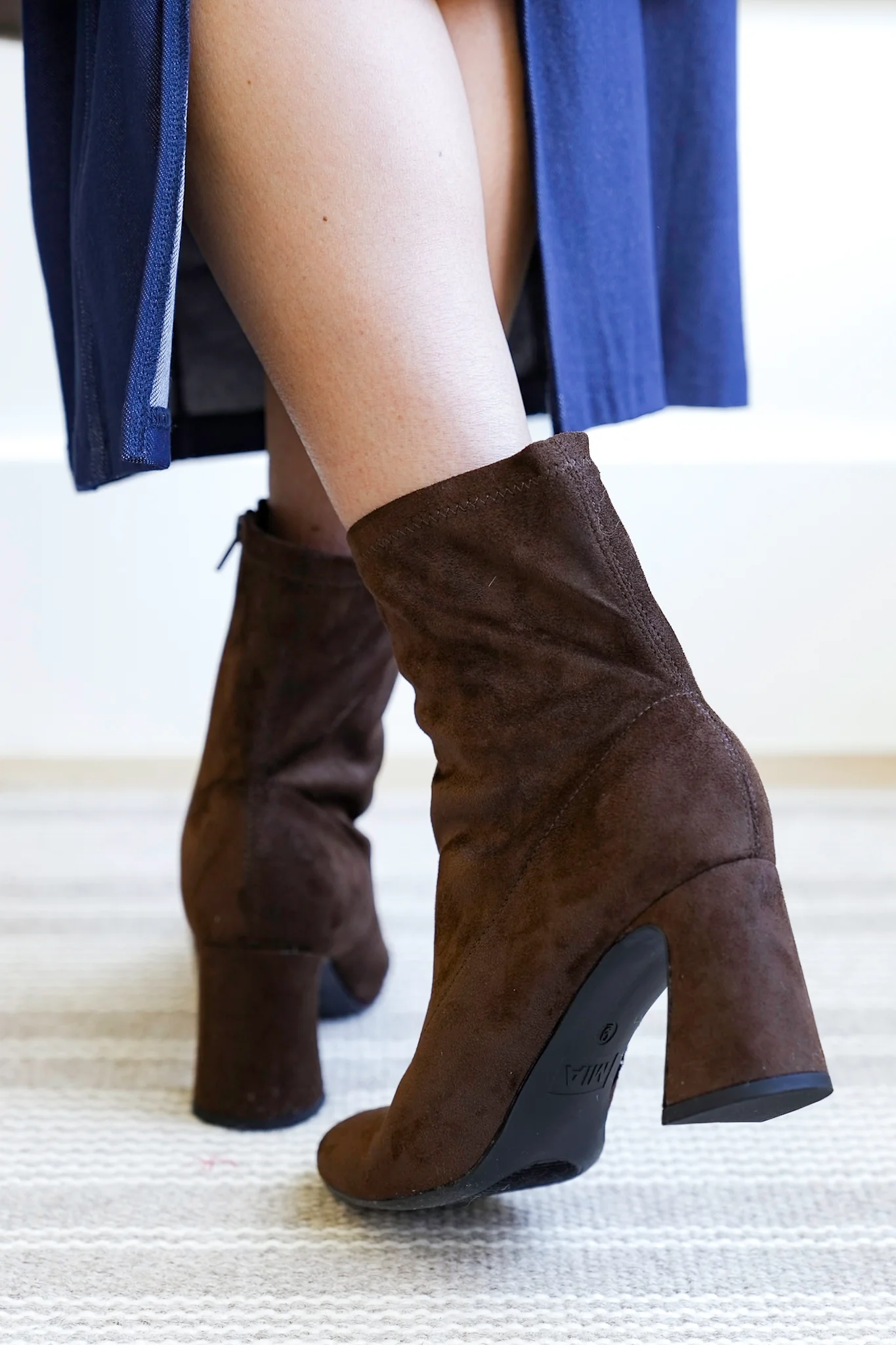 MIA Sleek Vegan Suede Block Heel Ankle Boot - Image 5