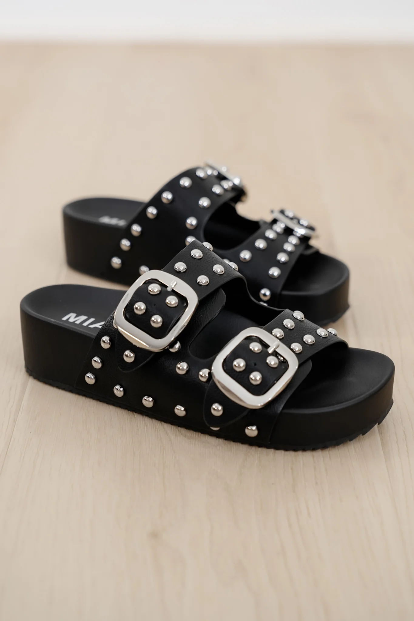 Restock! MIA Vegan Leather Studded Double Buckle Slide Sandal - Image 5