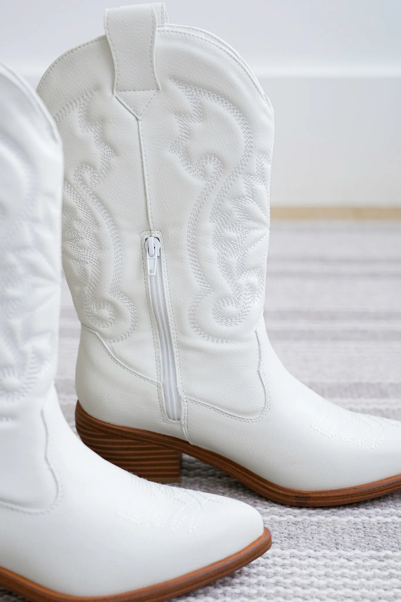 MIA Vegan Leather Western Boots with Embroidered Detailing and Ribbon Lace Accent - Image 5