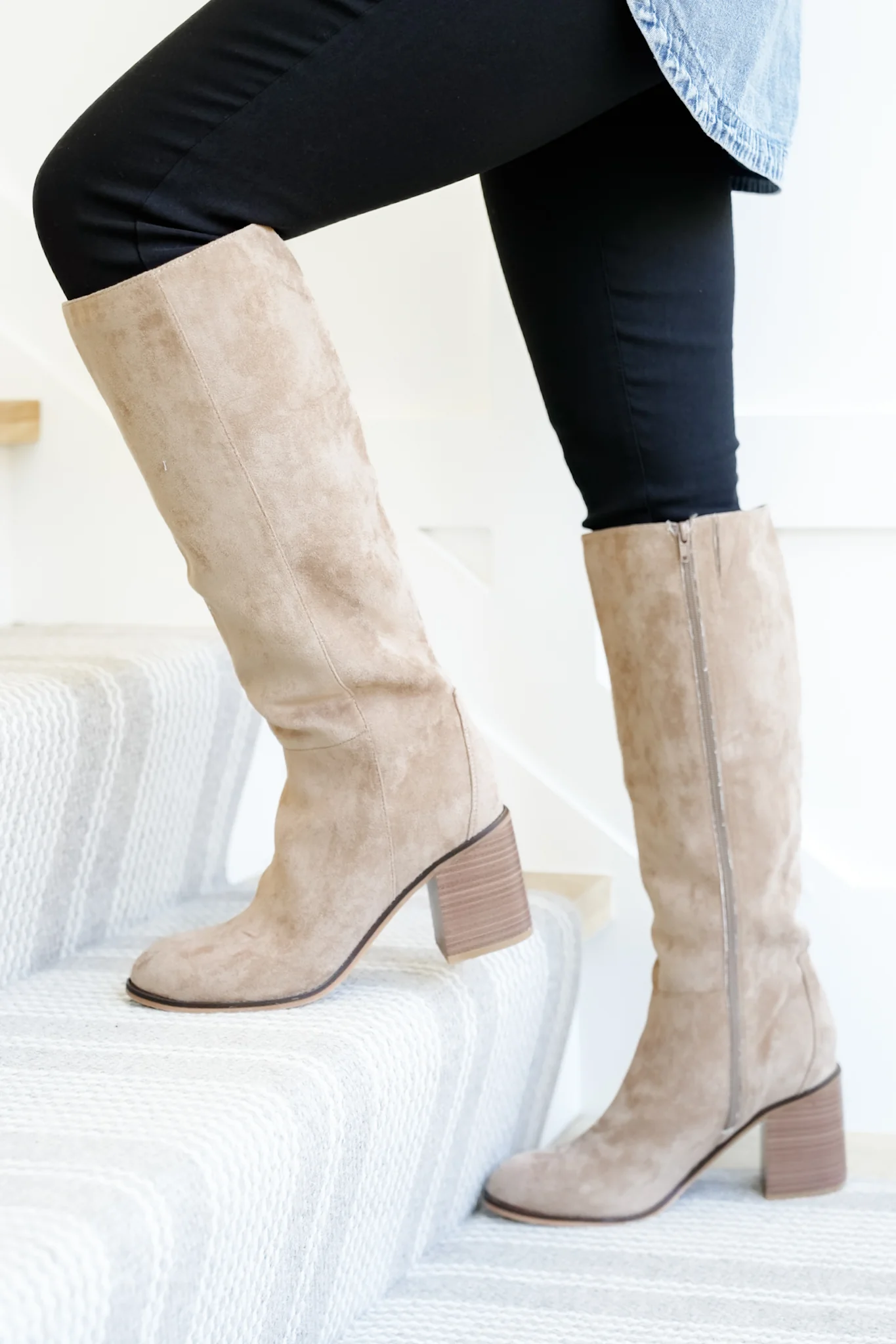 MIA Vegan Suede Tall Boot with Block Heel - Image 3