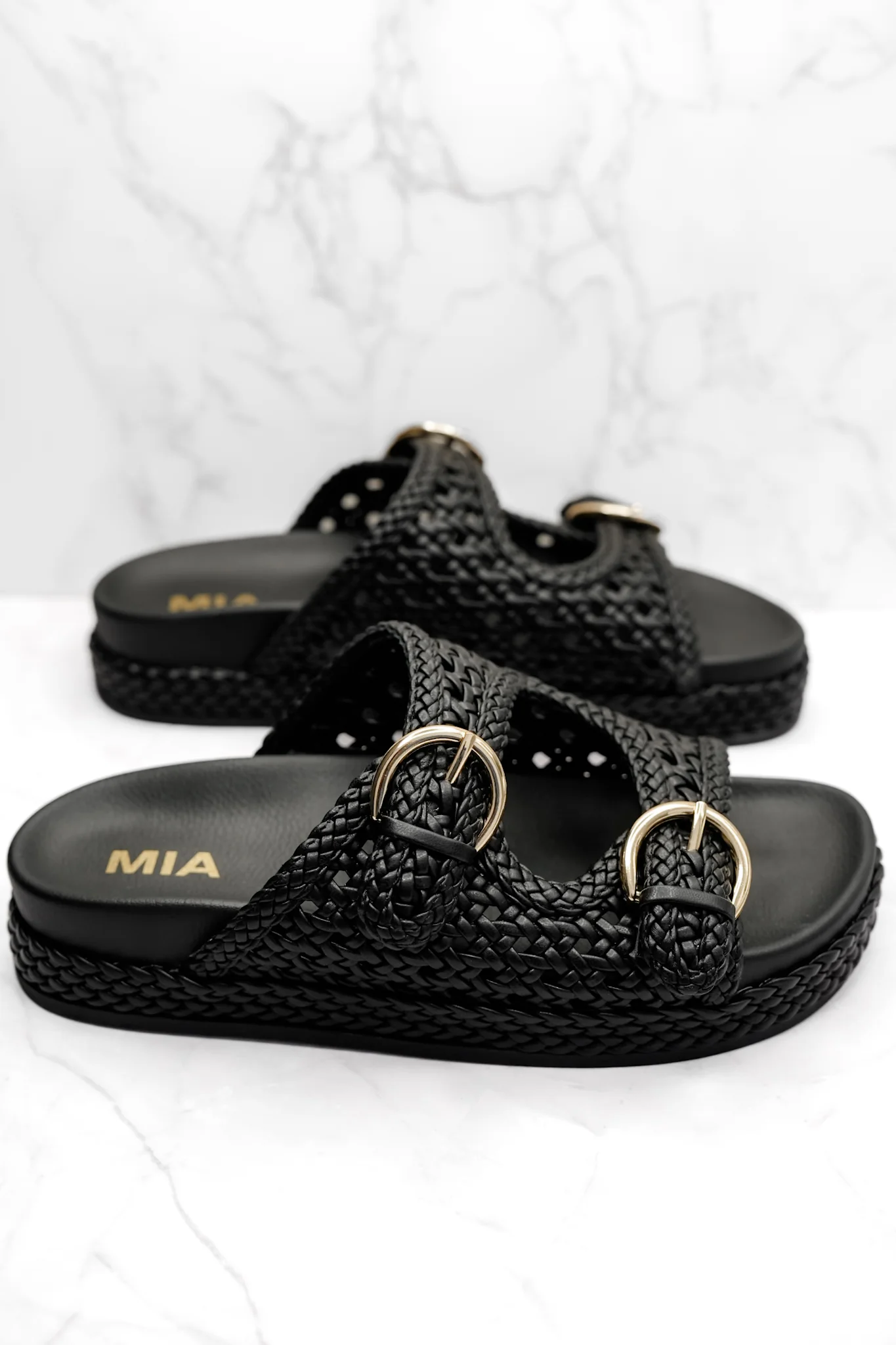 MIA Woven Vegan Leather Adjustable Straps Slide - Image 5