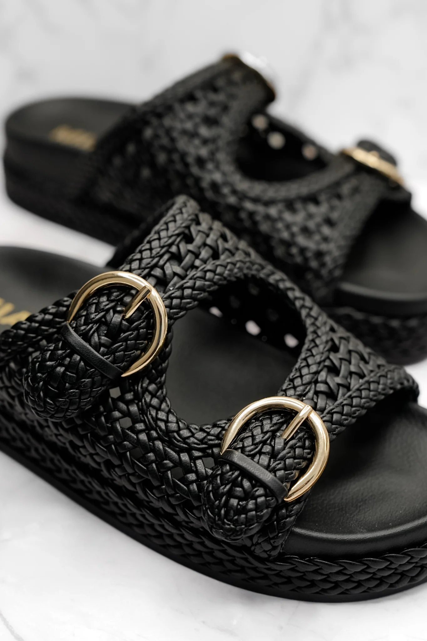 MIA Woven Vegan Leather Adjustable Straps Slide - Image 8