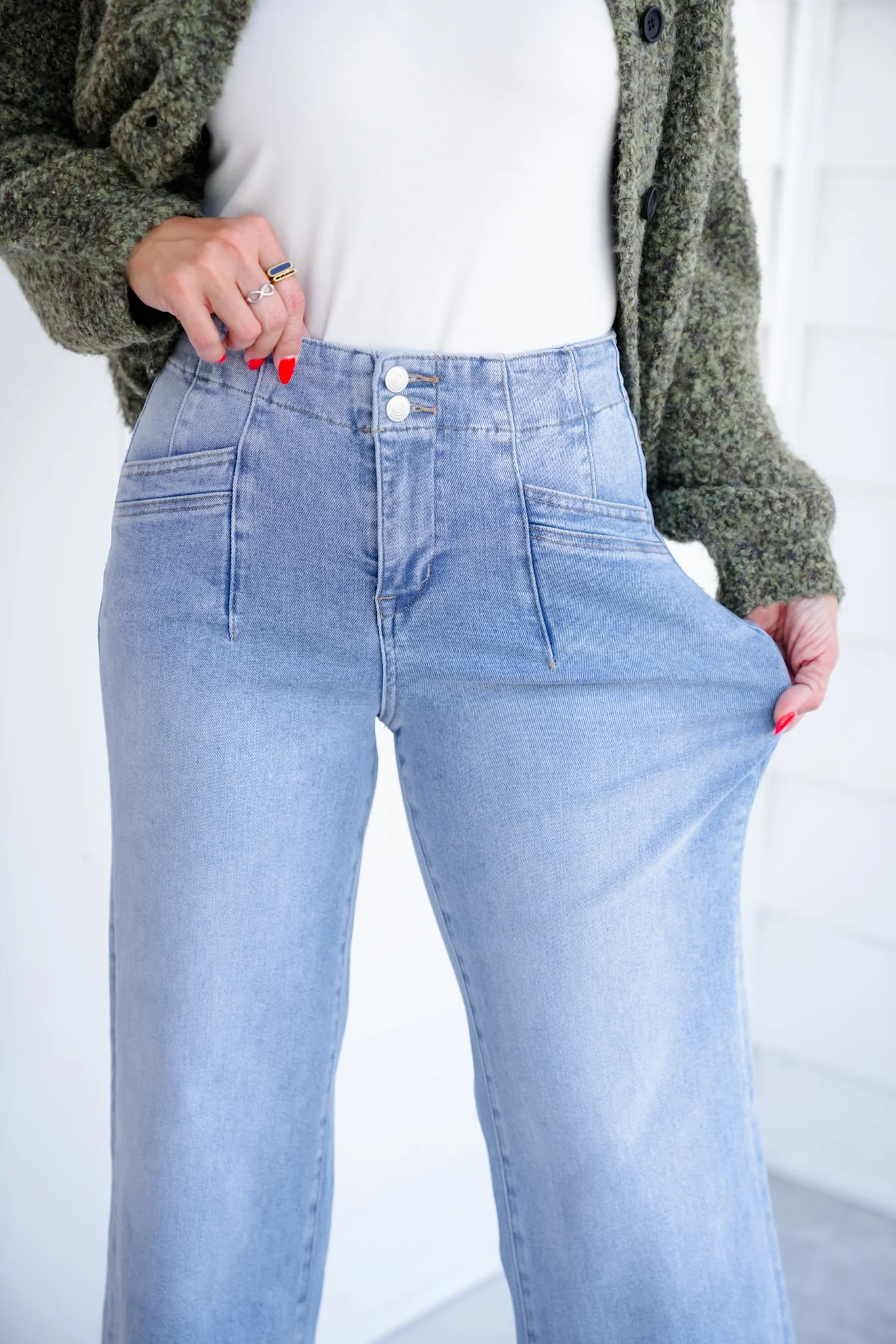 Mica High Rise Light Wash Wide Leg Jeans - Image 4