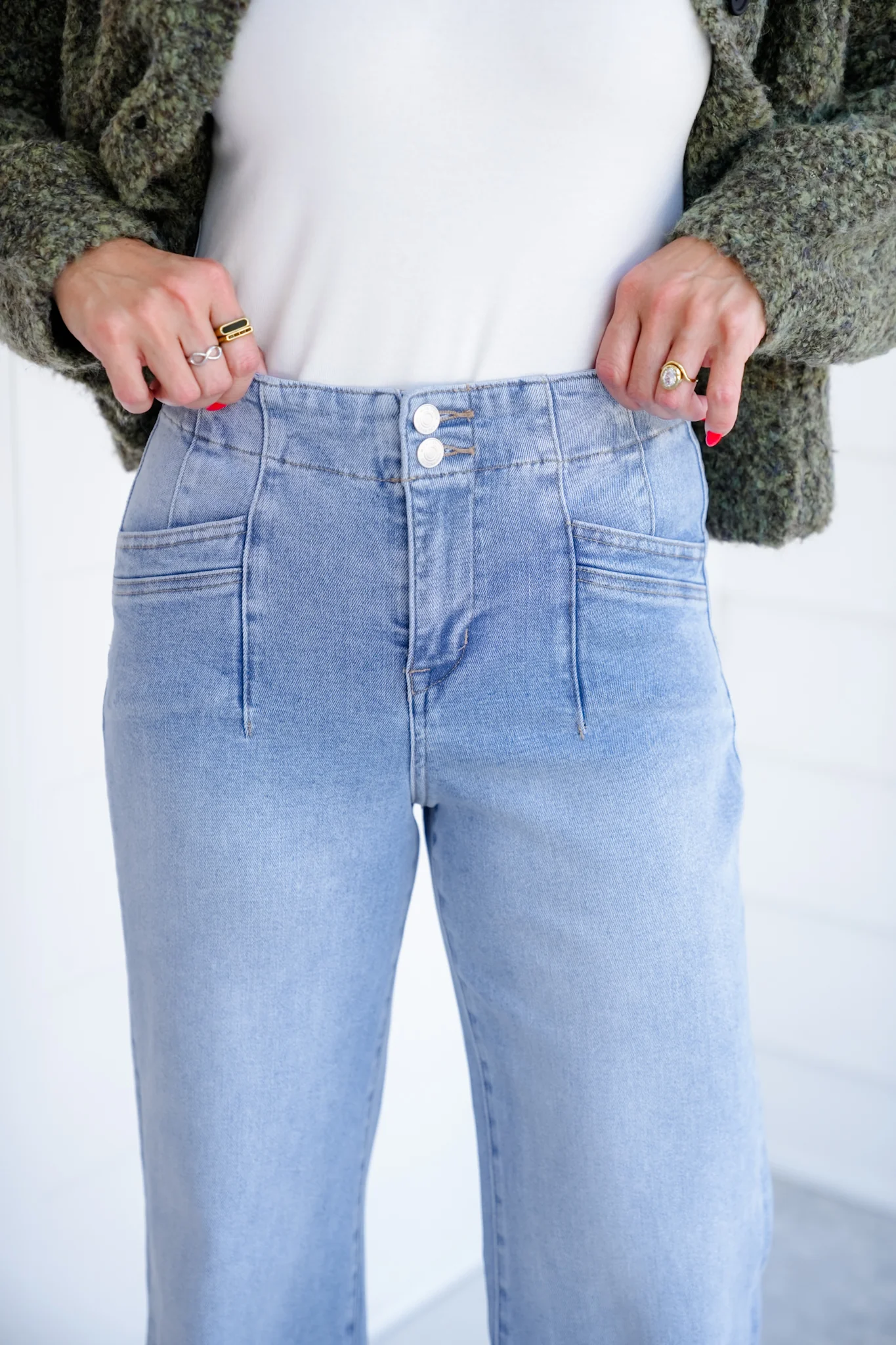 Mica High Rise Light Wash Wide Leg Jeans - Image 7