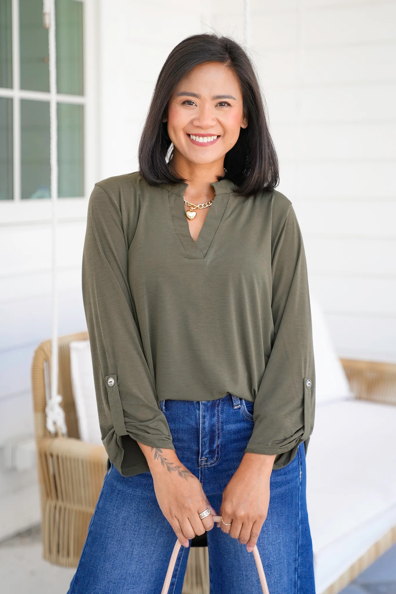 Door Buster! Plus/Reg 3/4 Sleeve Split Neck Tunic Top - Image 3