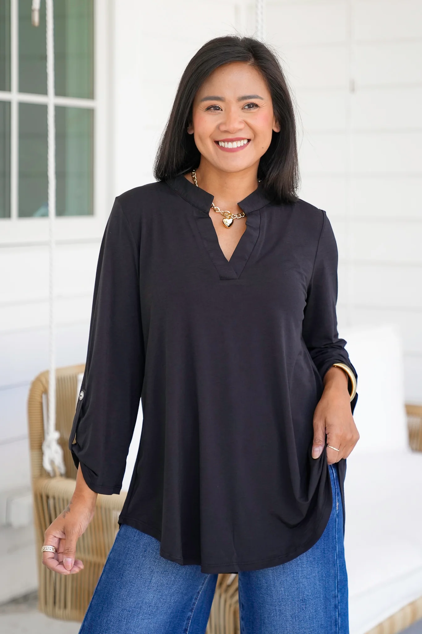 Door Buster! Plus/Reg 3/4 Sleeve Split Neck Tunic Top - Image 8