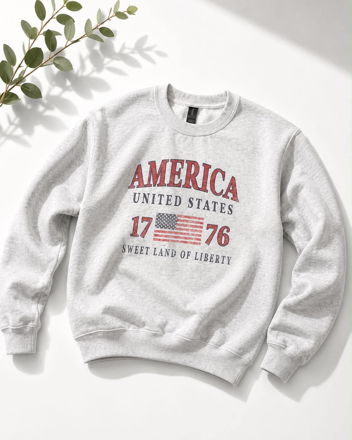 Plus/Reg Long Sleeve "Vintage America 1776" Graphic Sweatshirt
