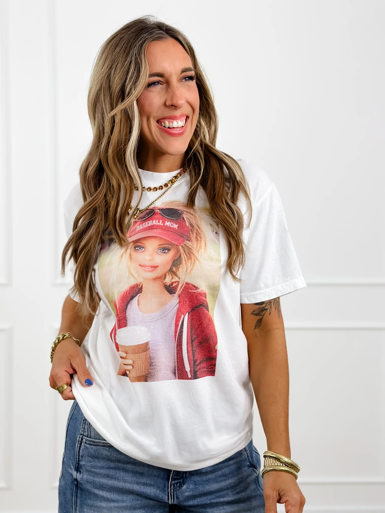 Plus/Reg Short Sleeve "Barbie Baseball Mom" Graphic Tee - Image 3