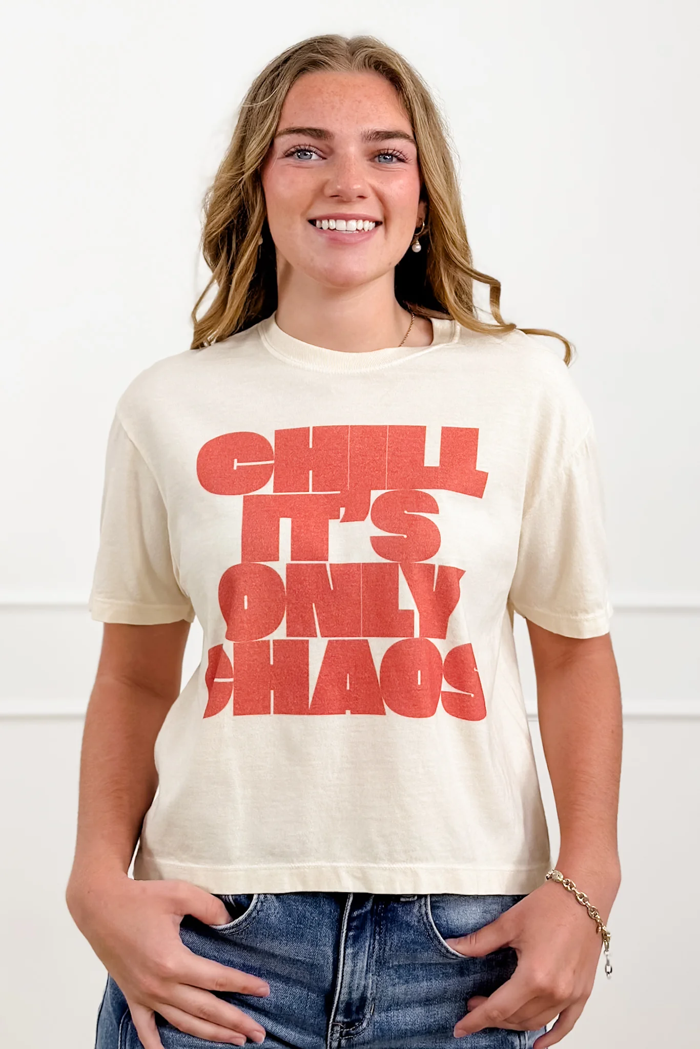 Plus/Reg Short Sleeve "Chill It's Only Chaos" Graphic Tee