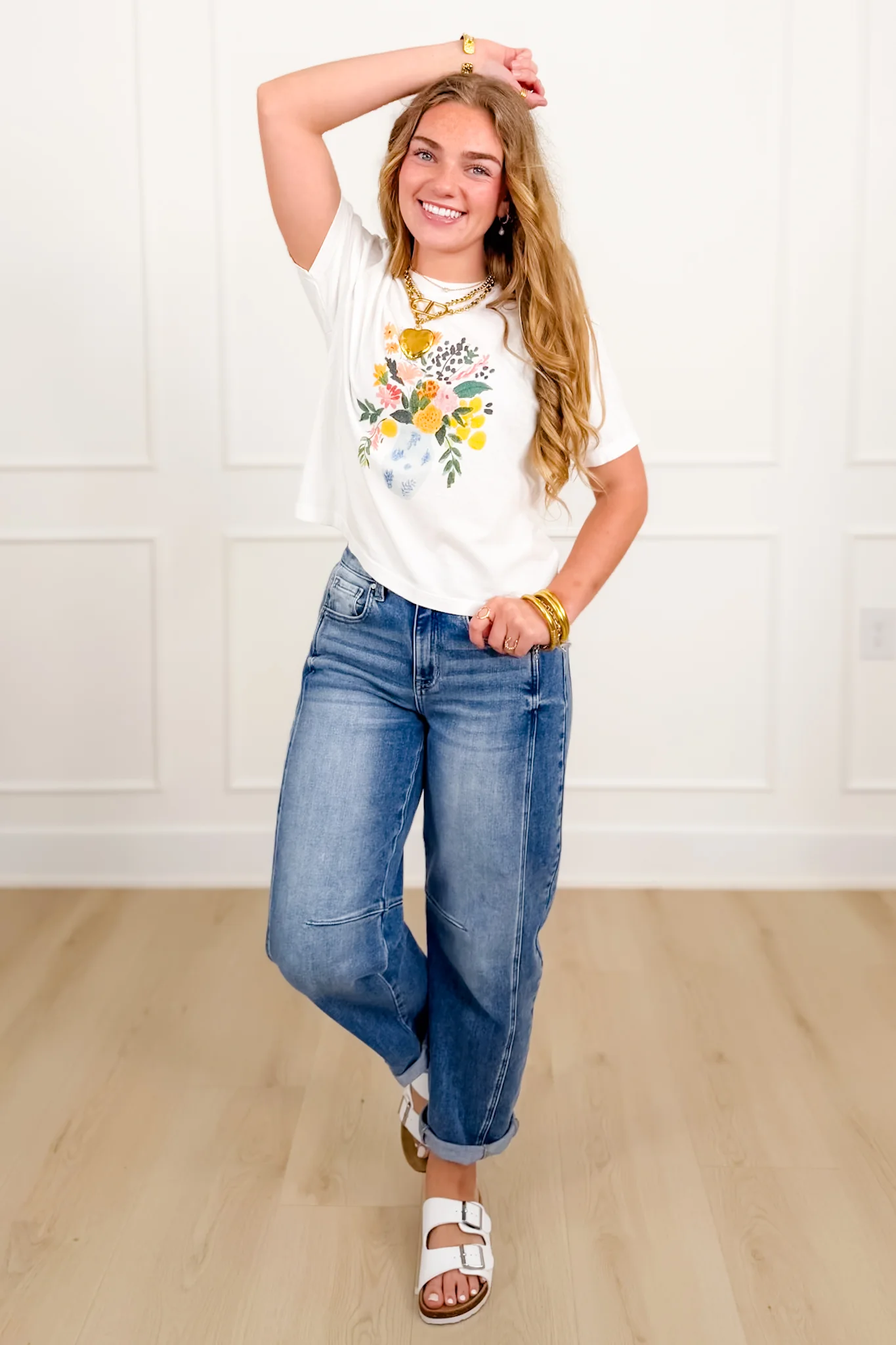 Plus/Reg Short Sleeve Floral Vase Graphic Tee - Image 2