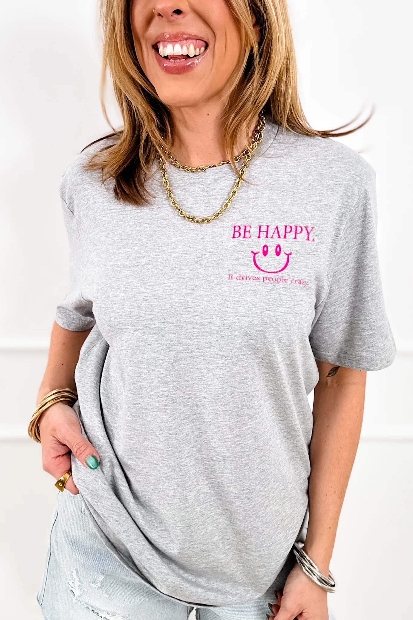 Plus/Reg Short Sleeve "FP Be Happy - It Drives People Crazy" Graphic Tee - Image 5