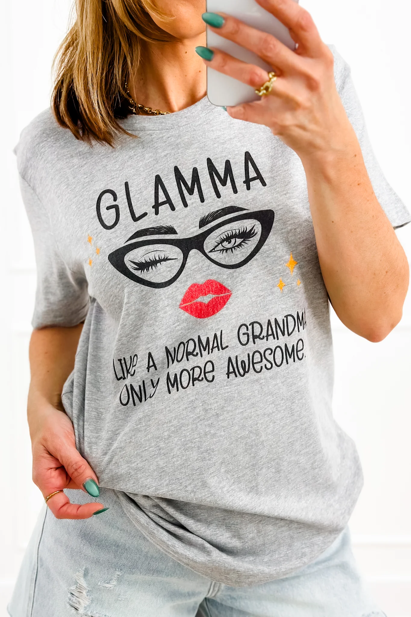 Plus/Reg Short Sleeve "Glamma" Graphic Tee
