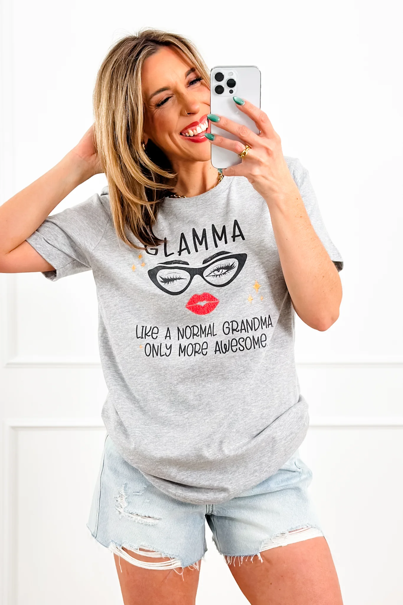Plus/Reg Short Sleeve "Glamma" Graphic Tee - Image 3