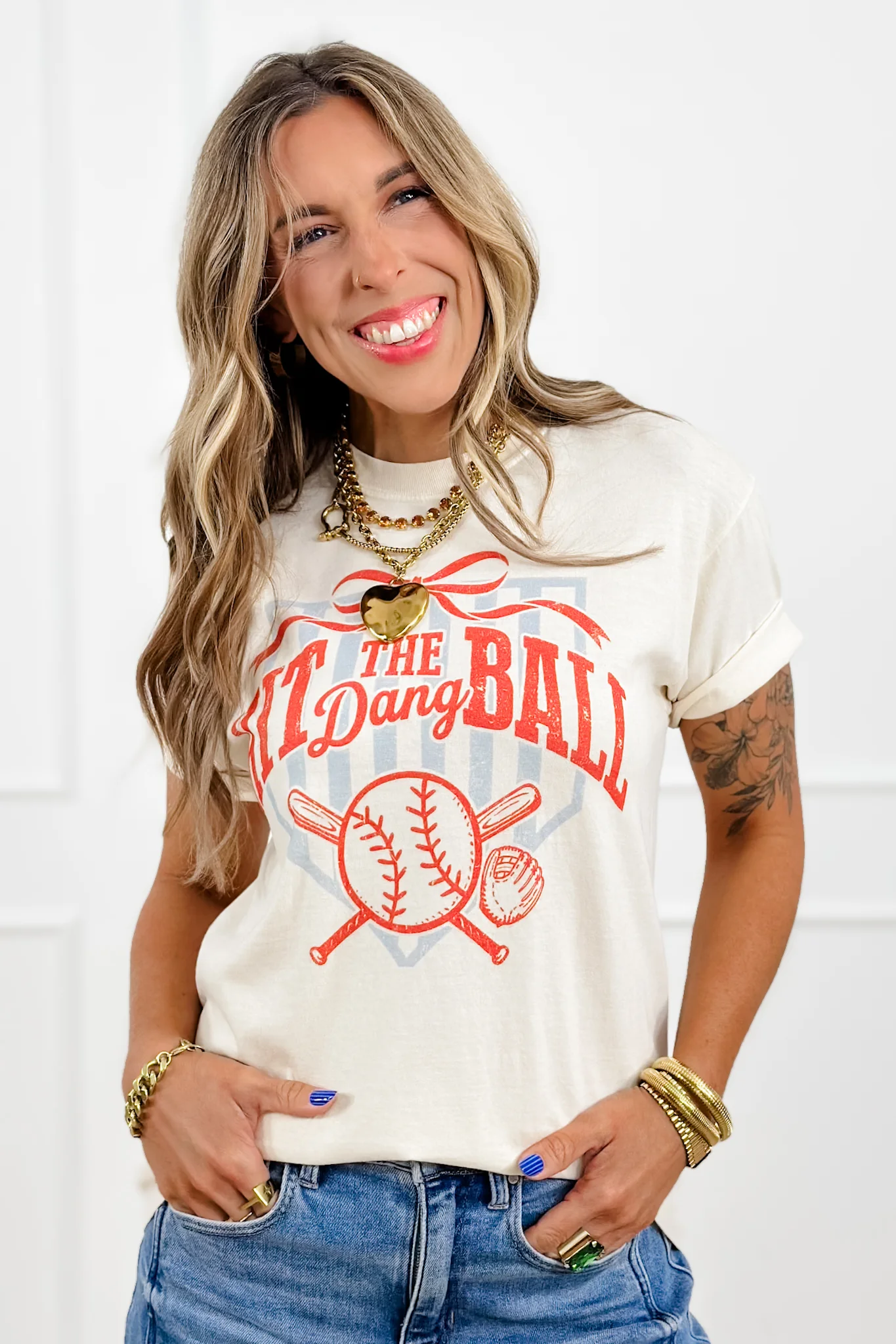 Plus/Reg Short Sleeve "Hit the Dang Ball" Baseball Graphic Tee